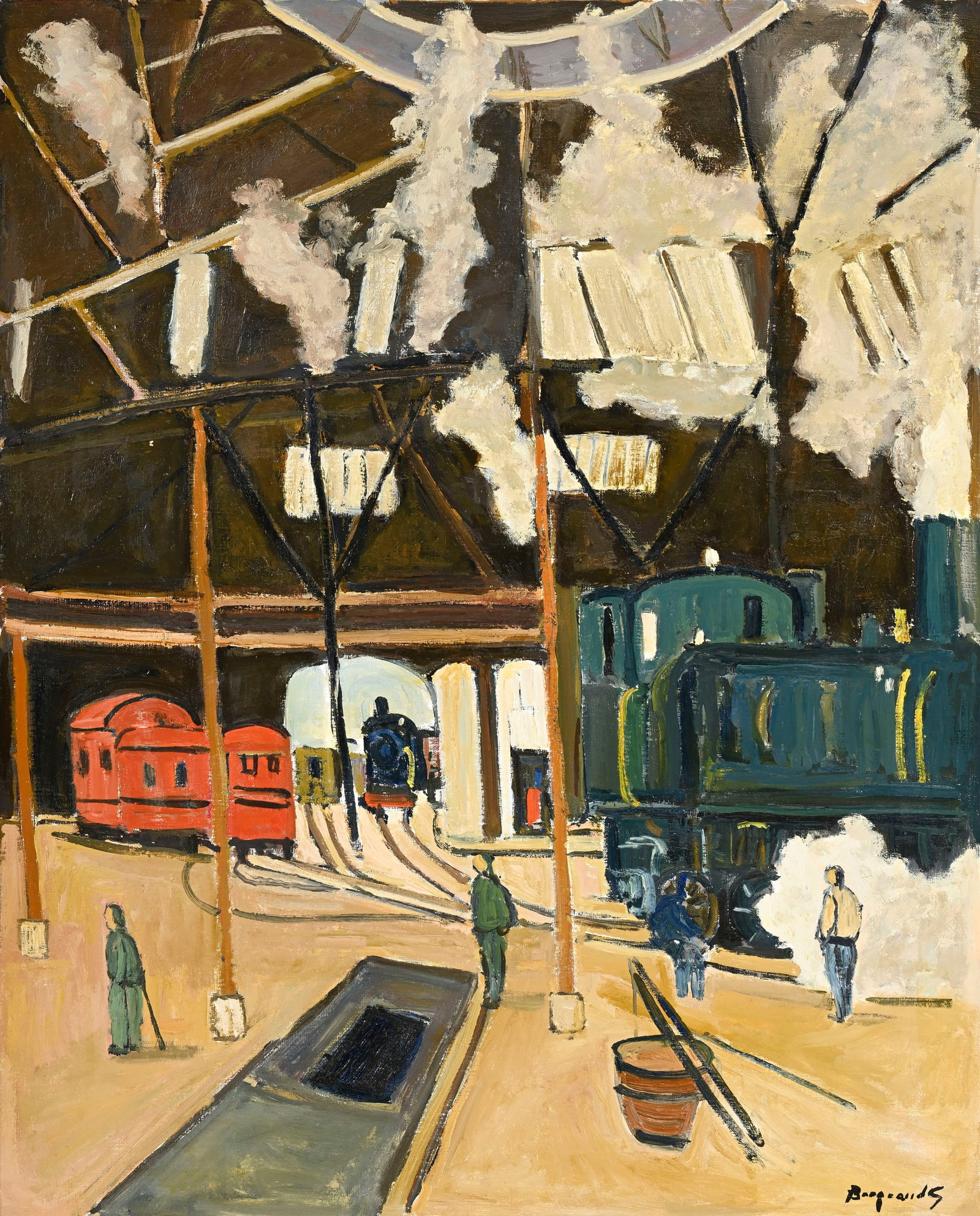 Georges Borgeaud (1914-1998), "Rotonde de la gare de Genève en 1957", 1992, huile sur toile, si (1 of 5)