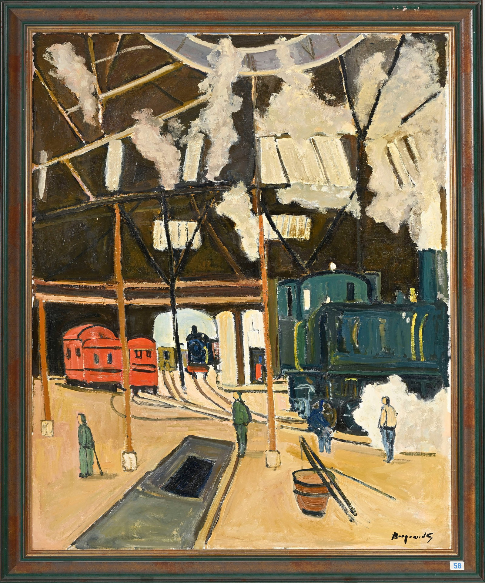 Georges Borgeaud (1914-1998), "Rotonde de la gare de Genève en 1957", 1992, huile sur toile, si - 2