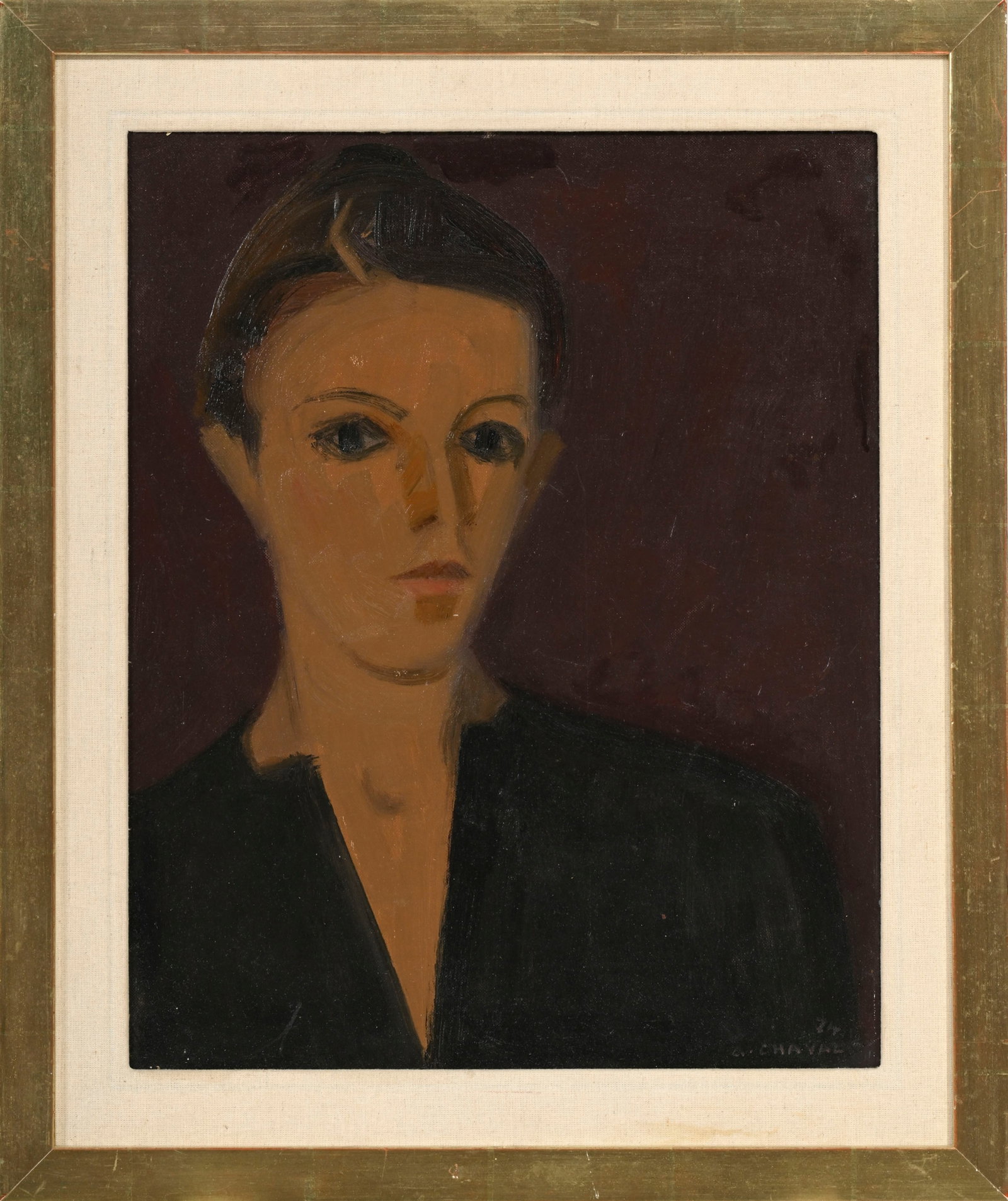 Albert Chavaz (1907-1990), Portrait d'une jeune femme, 1974, huile sur carton entoilé, sign - 2