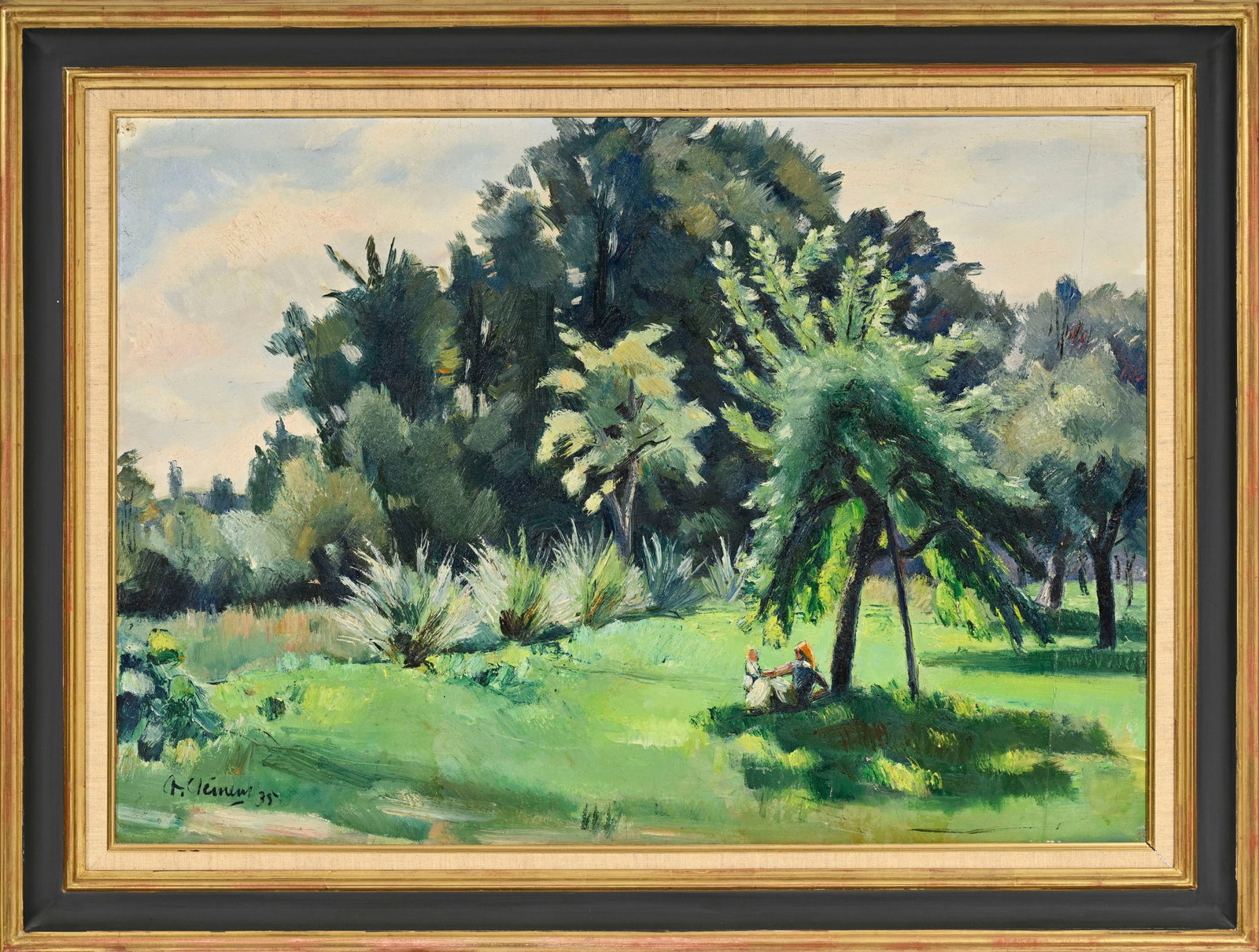 Charles Clément (1889-1972), Rencontre sur l'herbe, 1935, huile sur toile marouflée sur is - 2