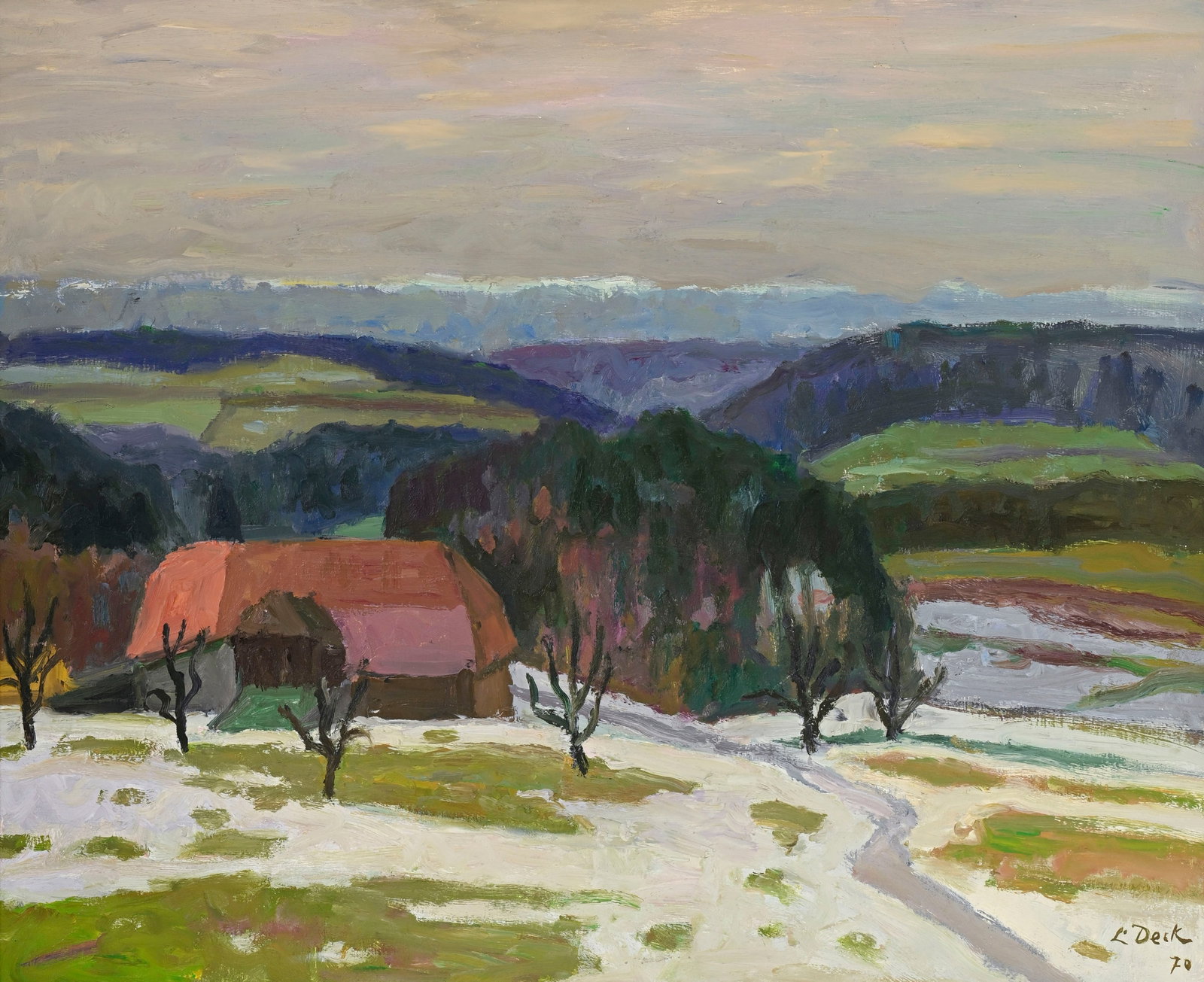 Leo Deck (1908-1997), Paysage de fin d'hiver, 1970, huile sur panneau, signée et datée, an (1 of 5)