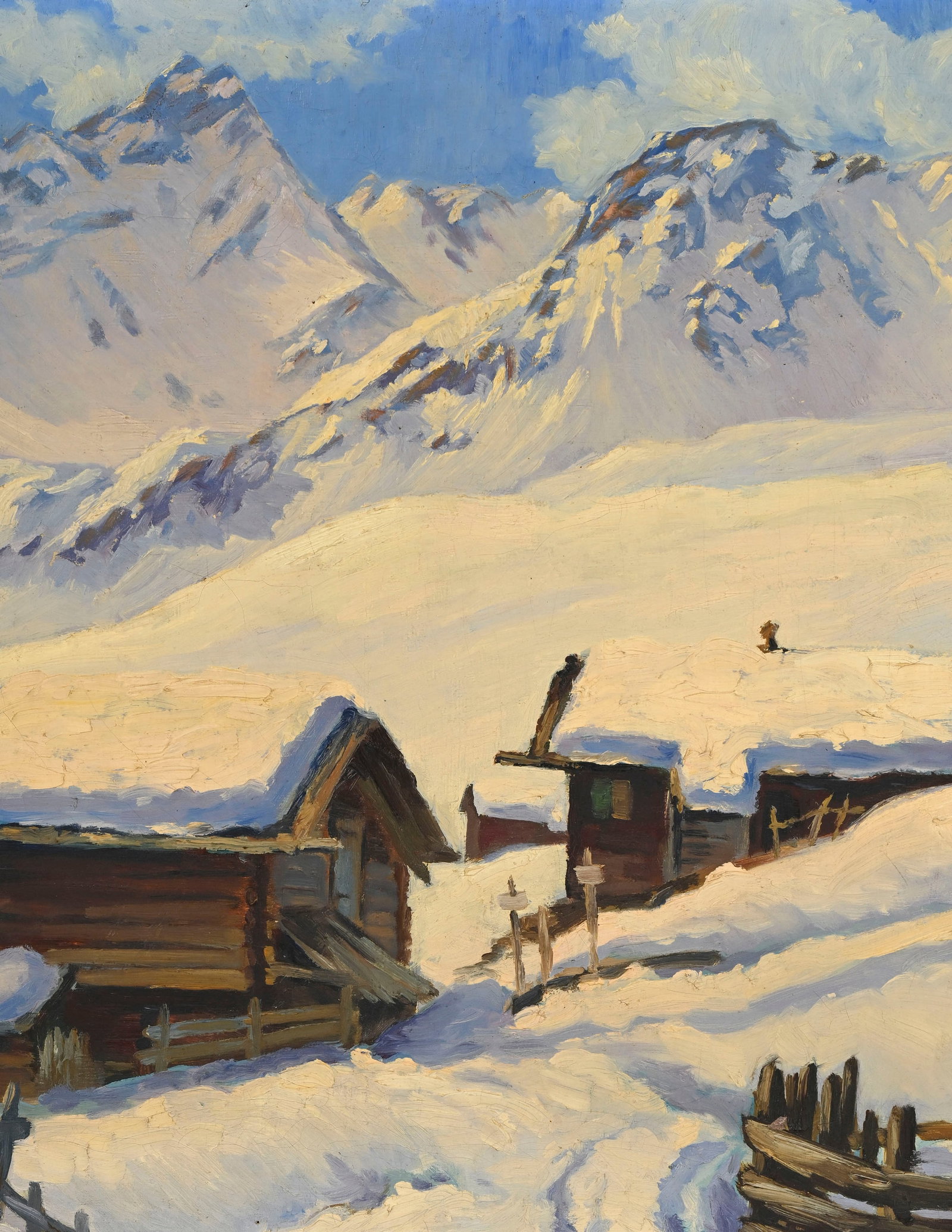 Joseph Egger (1898-1969), Chalets sous la neige, 1928, huile sur toile, signée et datée, 5 - 3