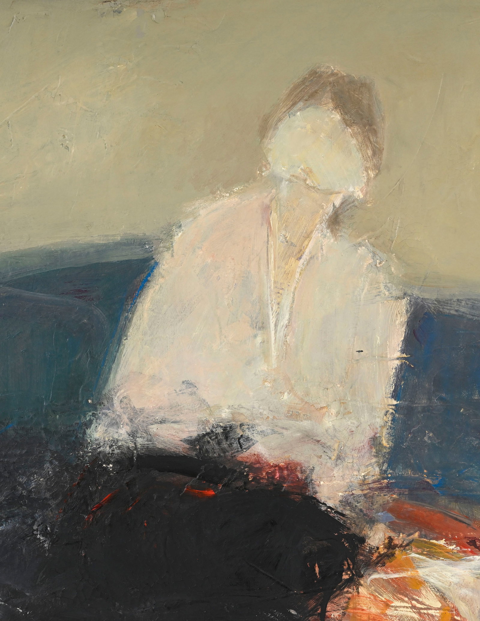 François Gay (1940), "La femme aux coussins bleus", 1970-71, huile sur toile, signée, cont - 3