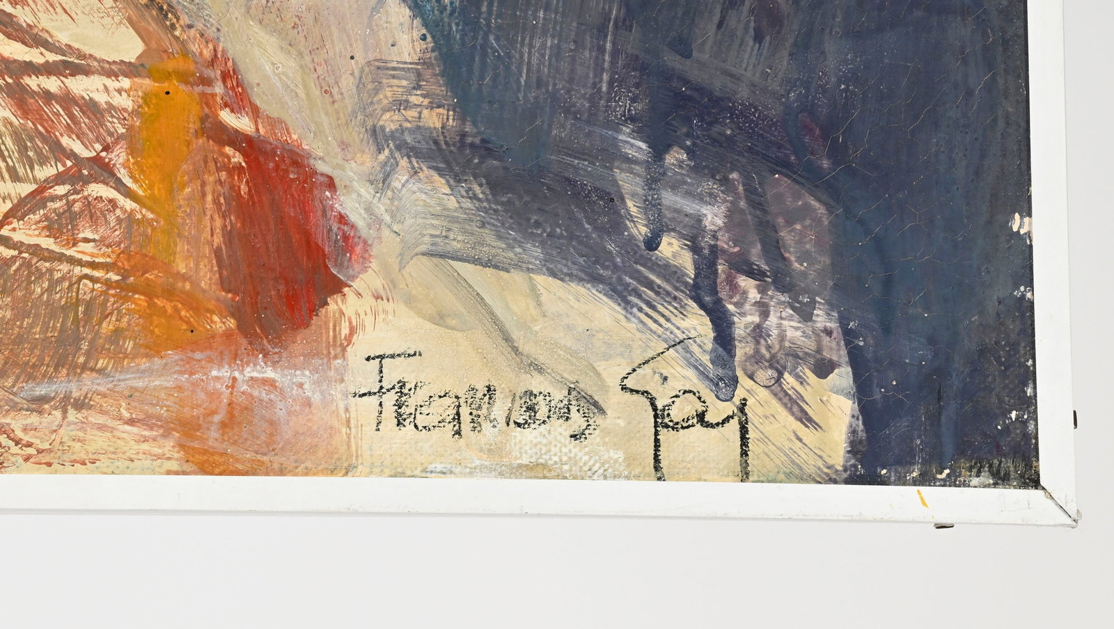 François Gay (1940), "La femme aux coussins bleus", 1970-71, huile sur toile, signée, cont - 4