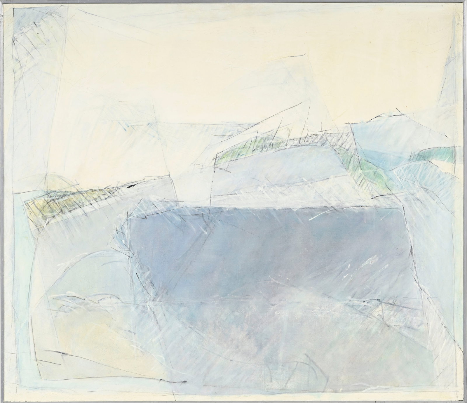 François Gay (1940), "Grey Land"_,_ mars 1973_,_ huile sur toile, monogrammée et daté - 2