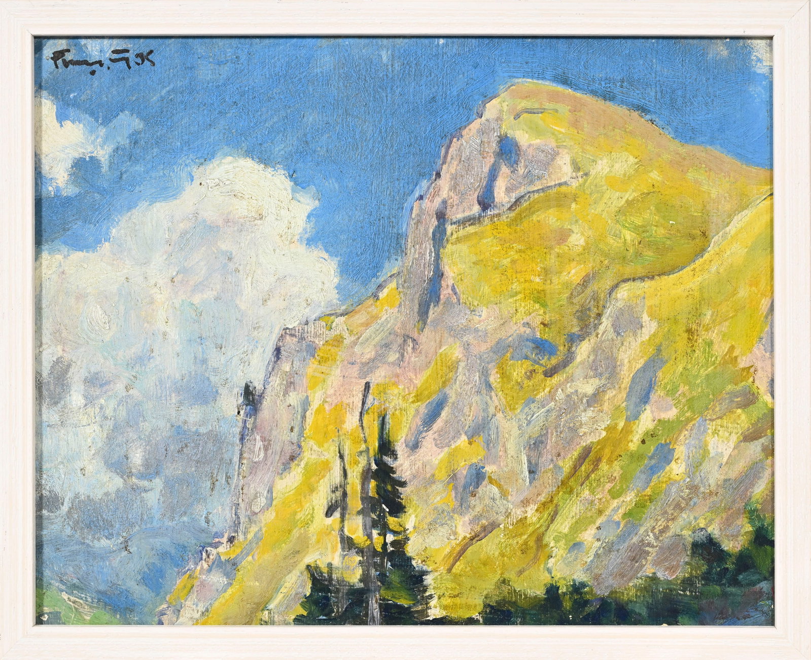 François Gos (1880-1975), "Le Chamossaire", huile sur panneau, signée, 21x26 cm (à vu - 2