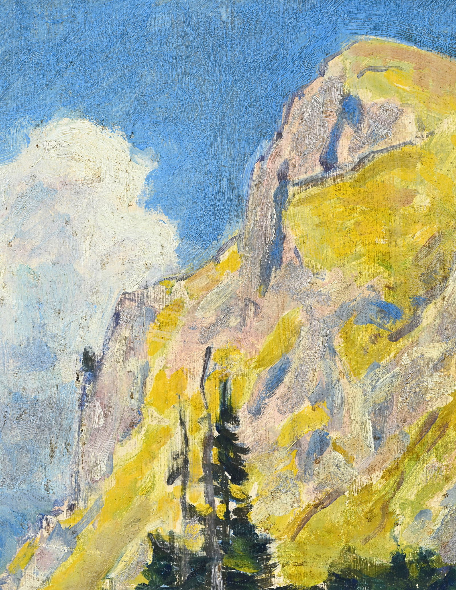 François Gos (1880-1975), "Le Chamossaire", huile sur panneau, signée, 21x26 cm (à vu - 3