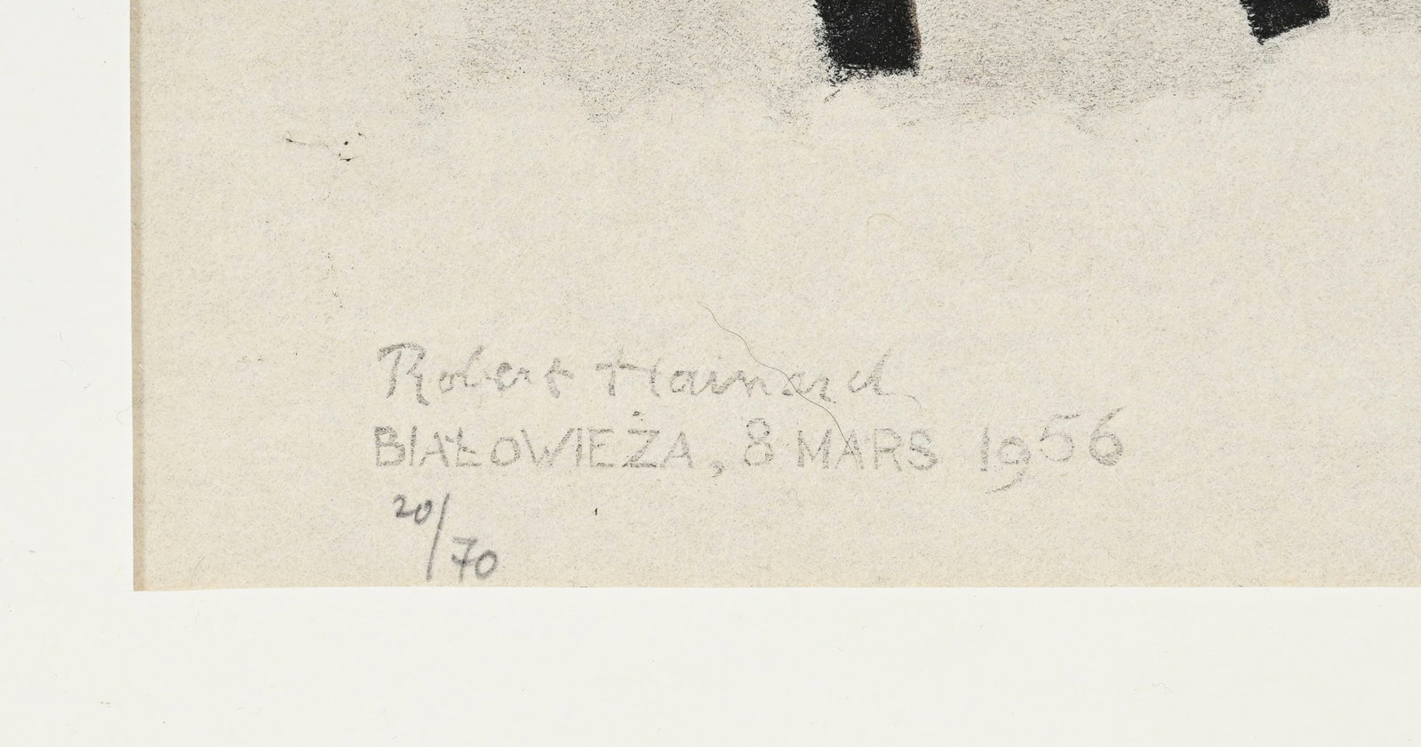 Robert Hainard (1906-1999), "Bisons dans la tourmente de neige", 8 mars 1956, bois gravé, sign& - 4