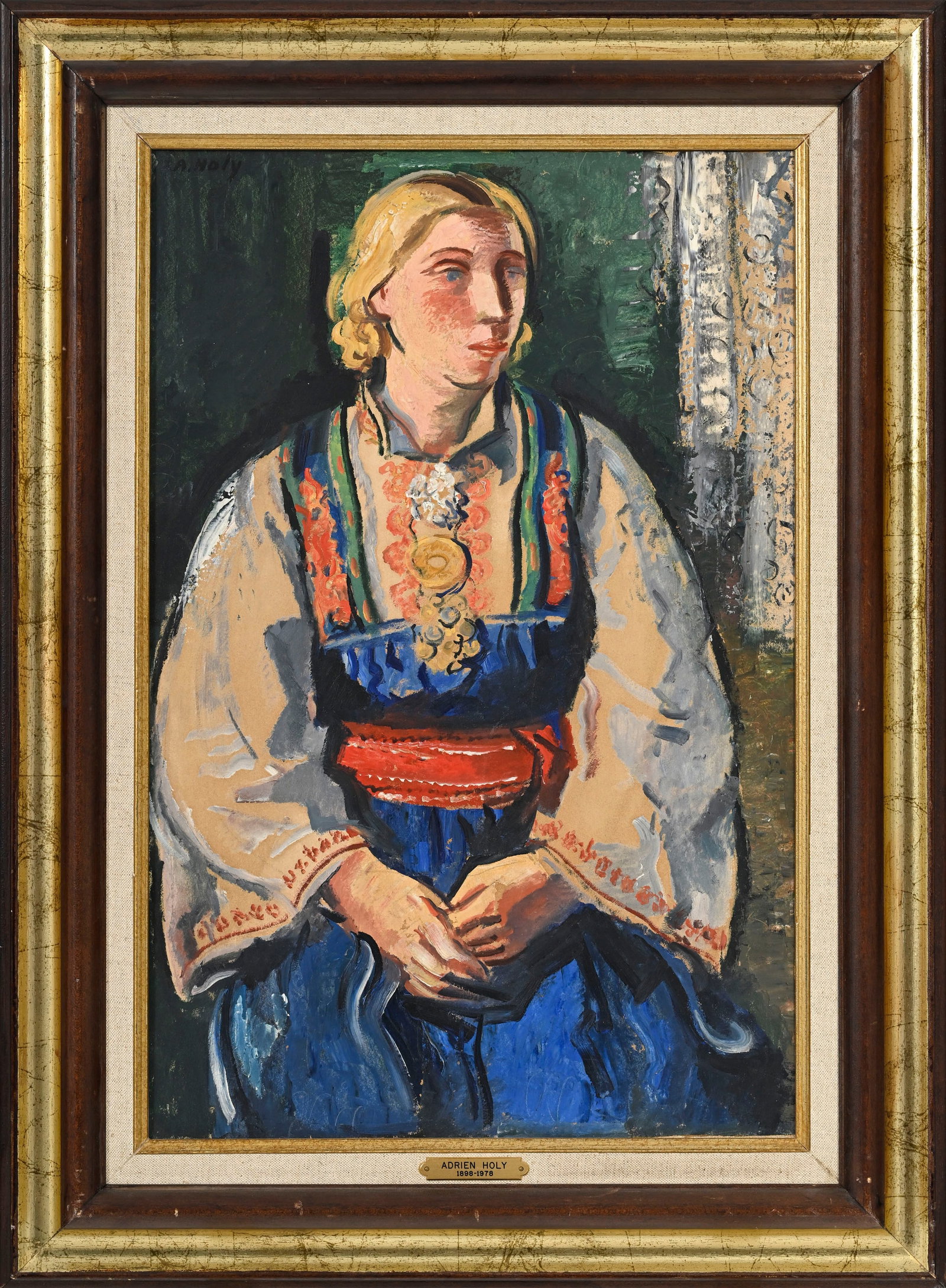 Adrien Holy (1898-1979), Jeune norvégienne, huile sur papier marouflé sur toile, signé - 2