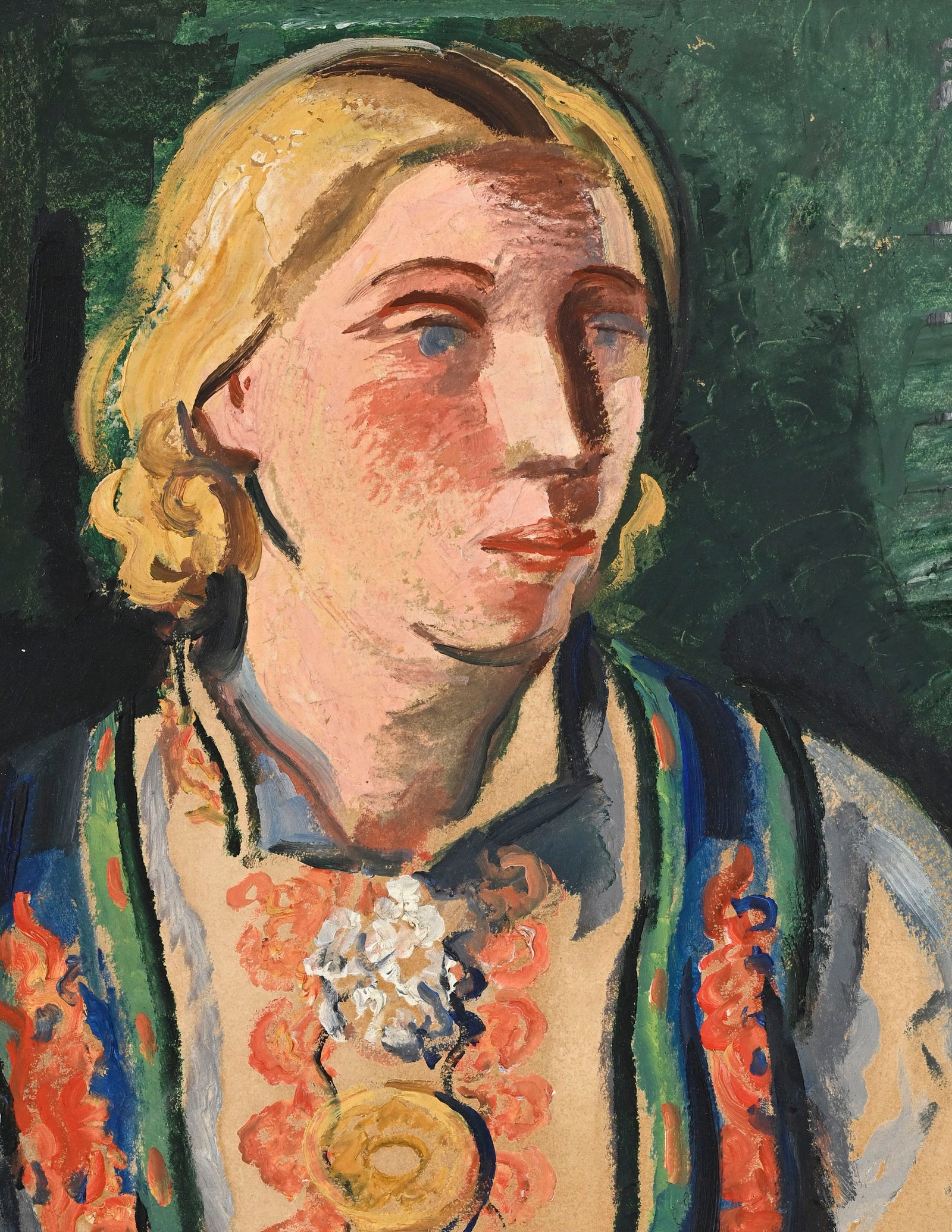 Adrien Holy (1898-1979), Jeune norvégienne, huile sur papier marouflé sur toile, signé - 3