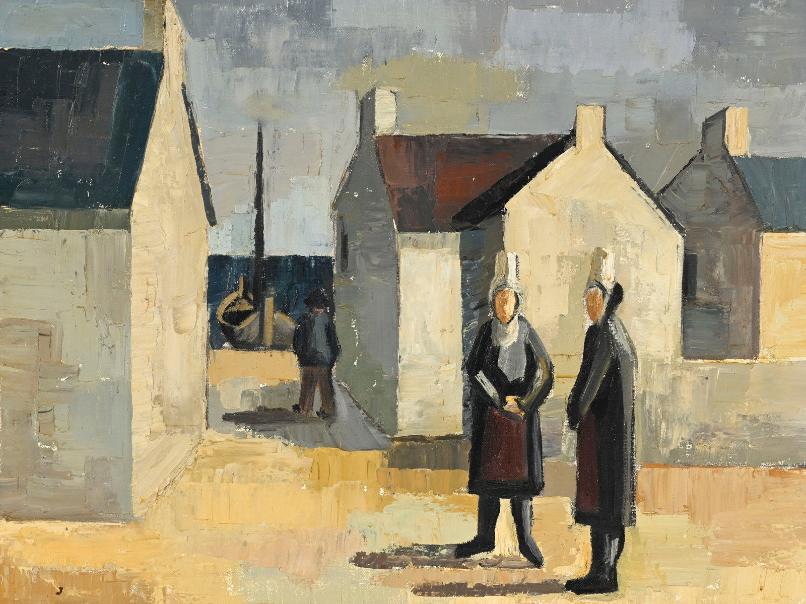Jean-Pierre Jungo (1920-2008), attribué à, Scène bretonne, huile sur toile, 46x61 cm (1 of 4)