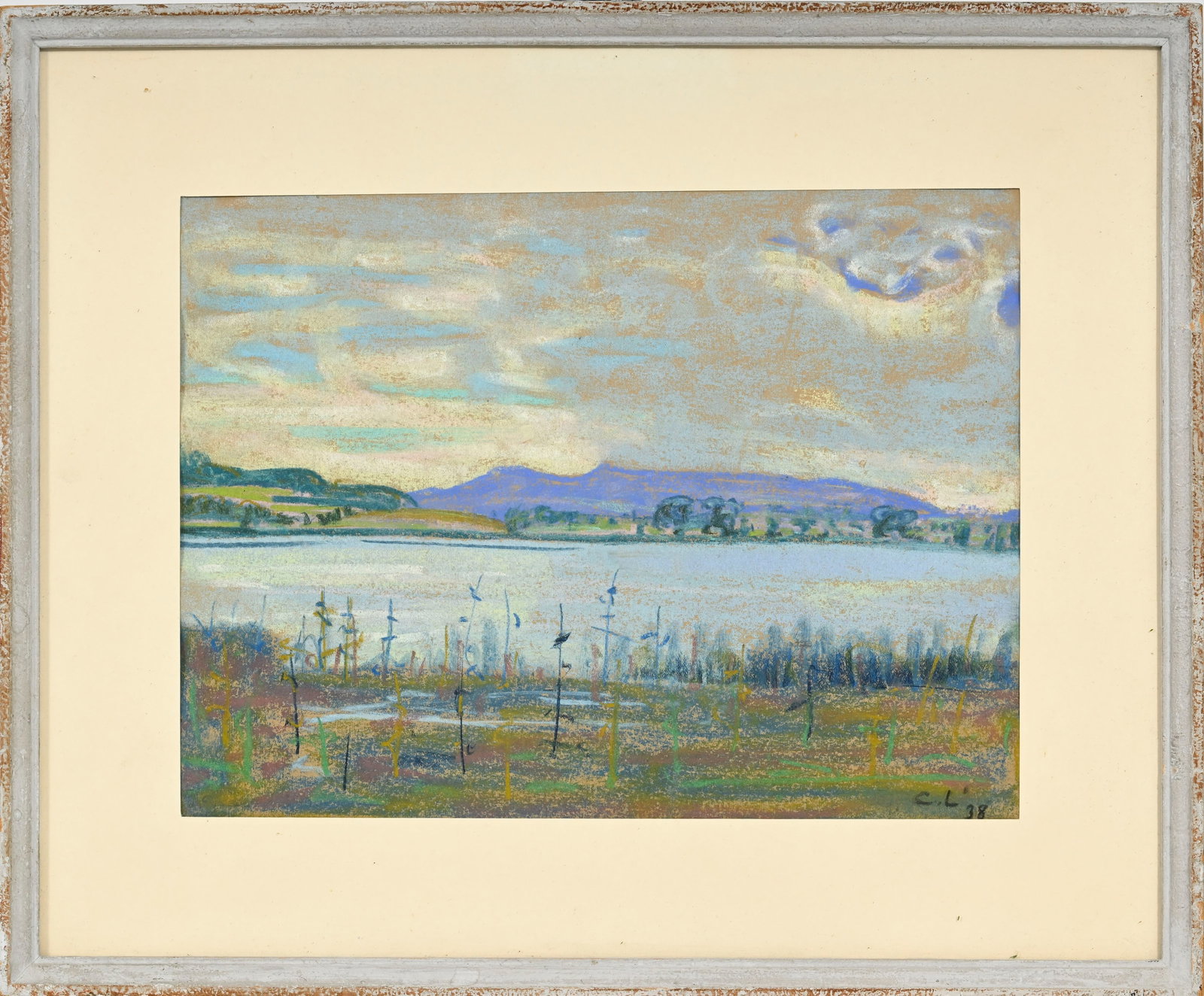 Charles L'Eplattenier (1874-1946), Paysage lacustre, 1938, pastel sur papier, monogrammé et dat - 2