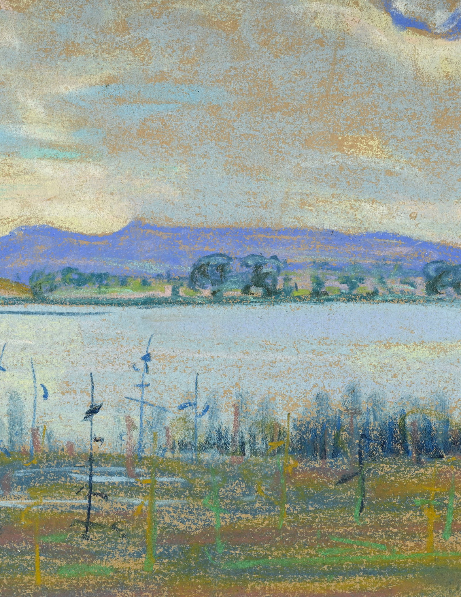 Charles L'Eplattenier (1874-1946), Paysage lacustre, 1938, pastel sur papier, monogrammé et dat - 3