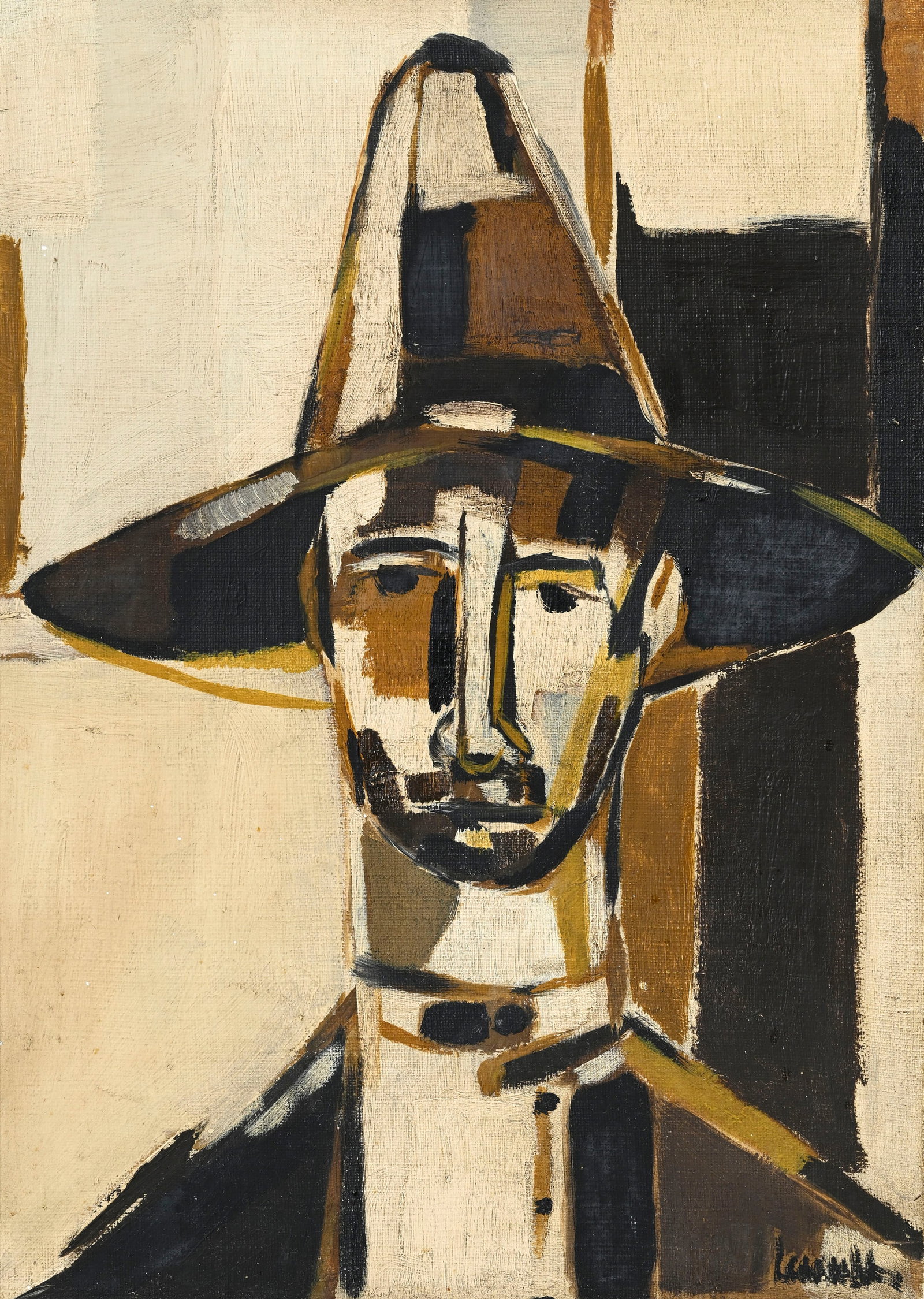 Jean Lecoultre (1930-2023), Portrait d'homme, huile sur isorel, signée, 35x25 cm: Jean Lecoultre (1930-2023), Portrait d'homme, huile sur isorel, signée, 35x25 cm