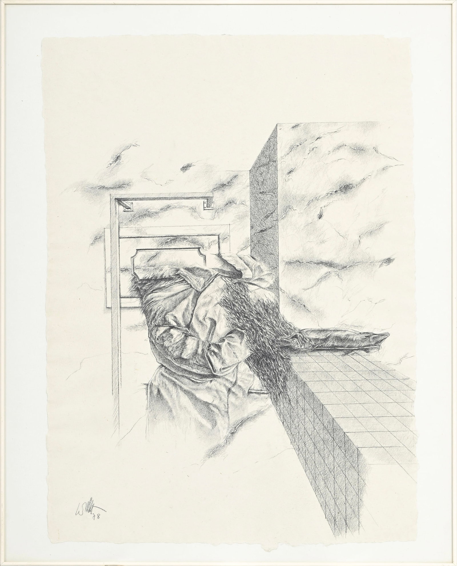 Jean Lecoultre (1930-2023), Composition, 1978, crayon sur papier, signé et daté, 52x37,5 c - 2