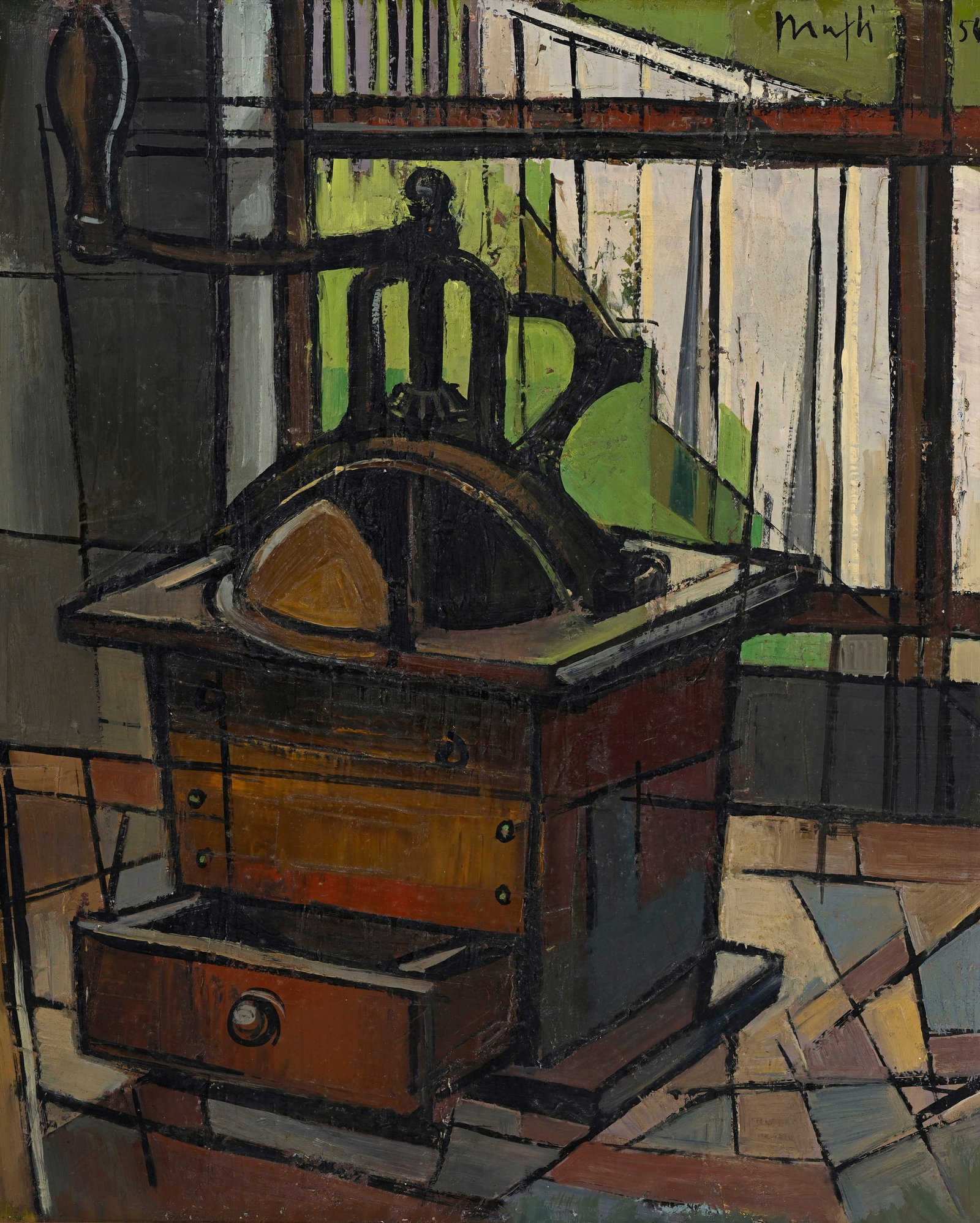 Walter Mafli (1915-2017), "Moulin à café", 1956, huile sur toile, signée et daté (1 of 6)