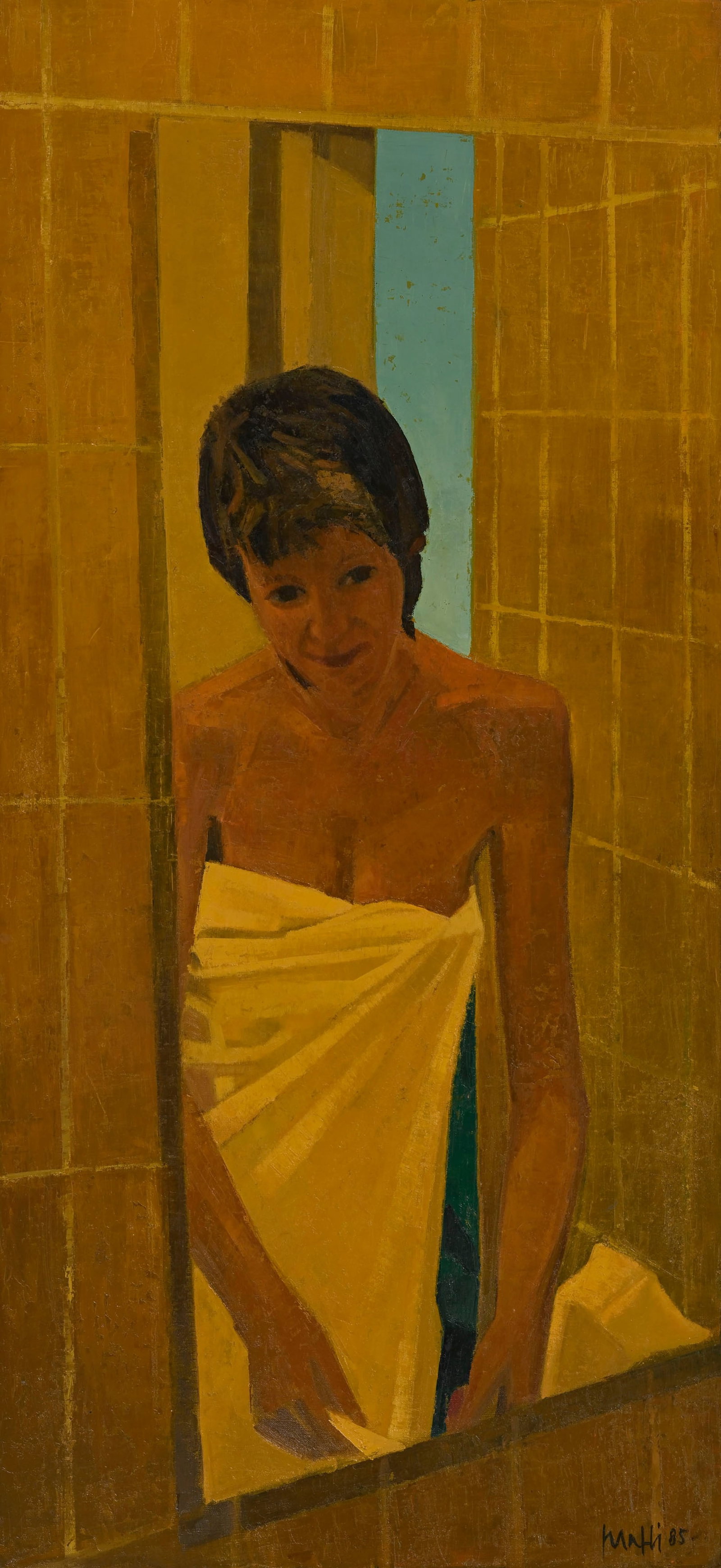 Walter Mafli (1915-2017), "Miroir", 1985, huile sur toile, signée et datée, 130x60 cm (1 of 5)