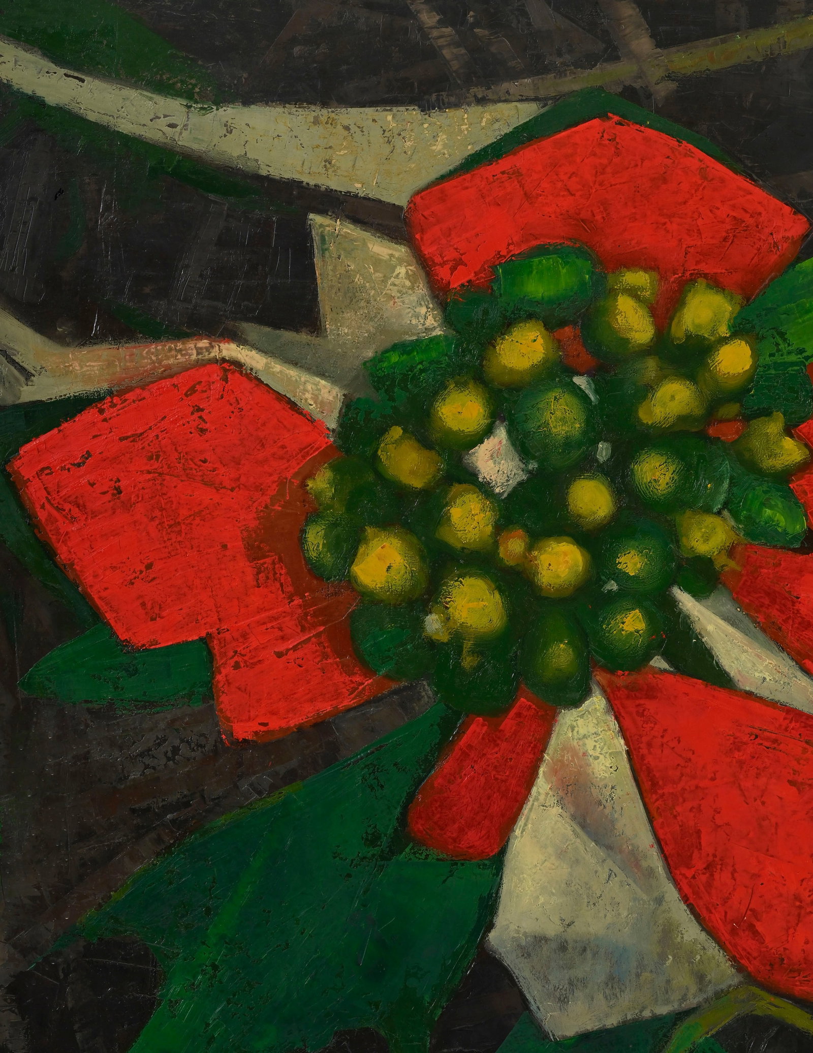 Walter Mafli (1915-2017), Poinsettia, 1992, huile sur toile, signée et datée, 110,5x110,5  - 3