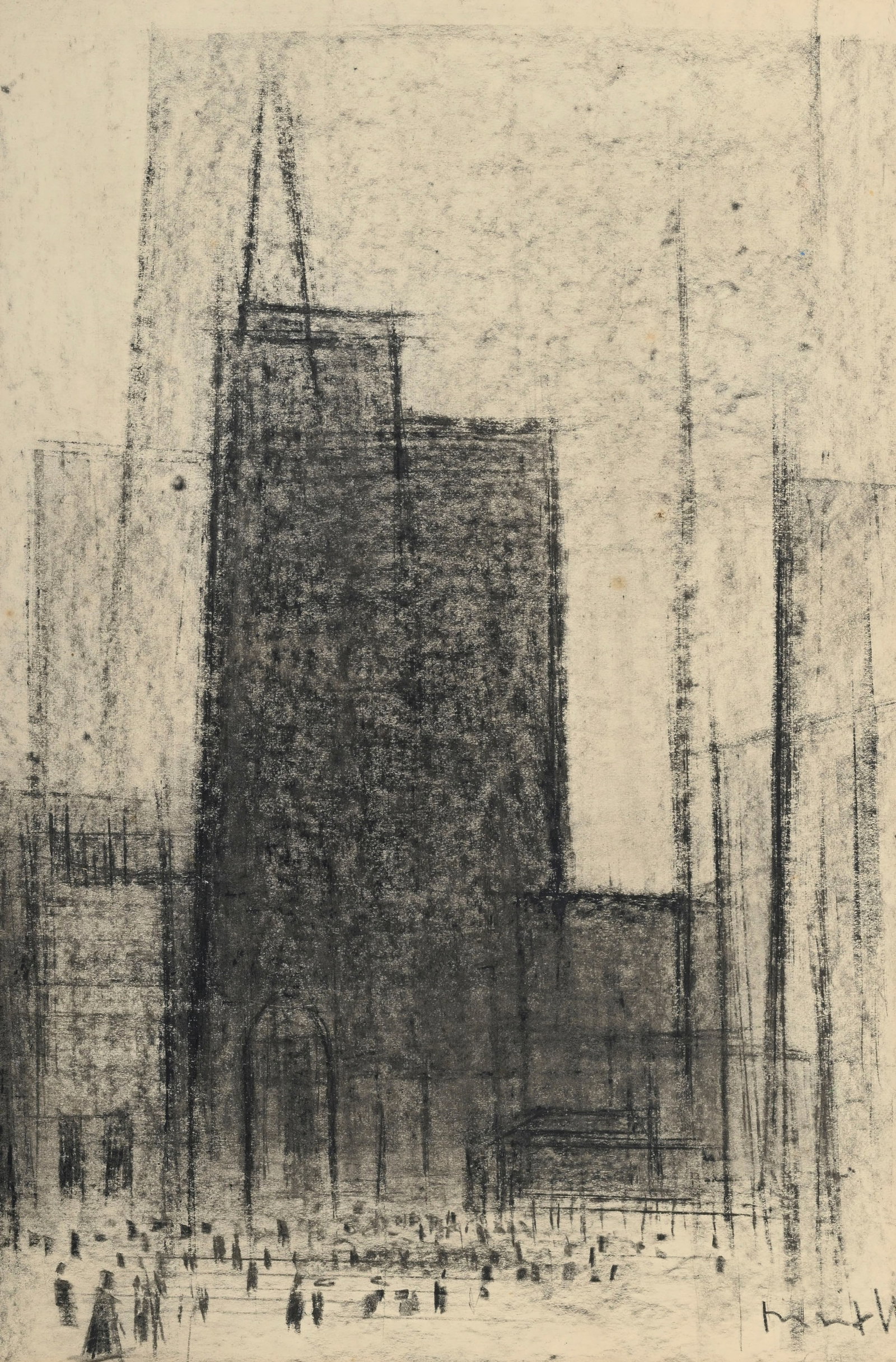 Walter Mafli (1915-2017), Cathédrale, pastel gras sur papier, signé, 57x37,5 cm (à vu: Walter Mafli (1915-2017), Cathédrale, pastel gras sur papier, signé, 57x37,5 cm (à vue)