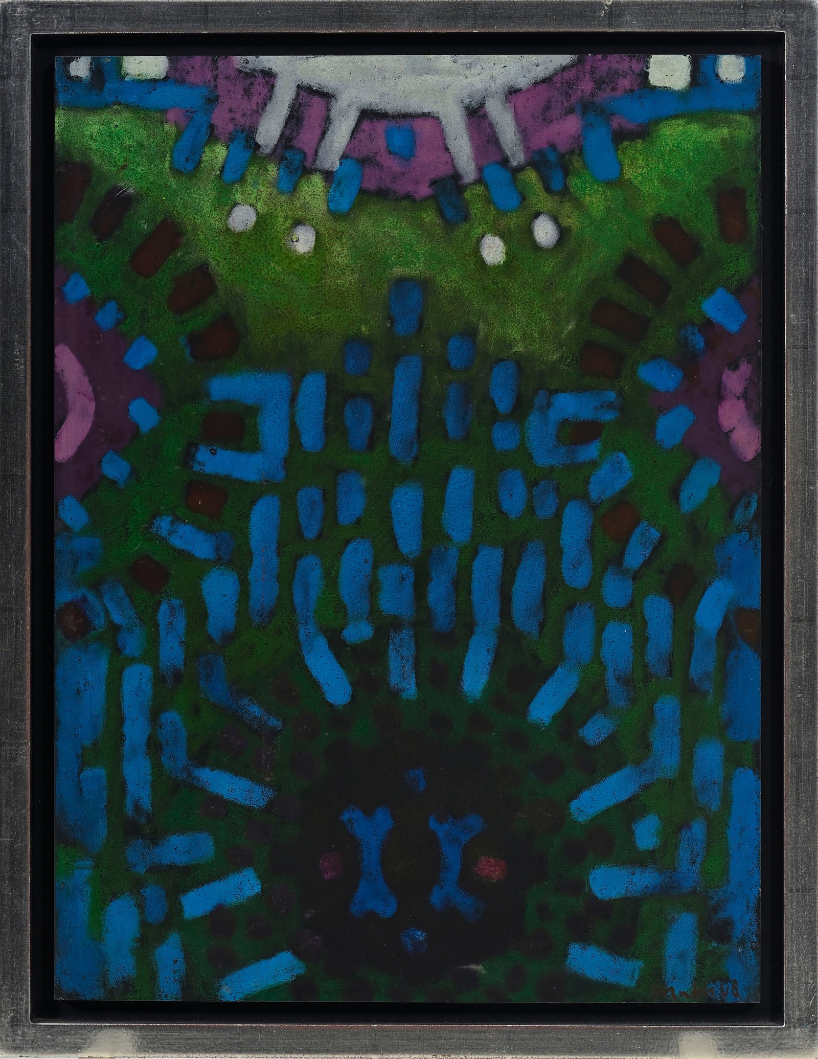 Walter Mafli (1915-2017), Composition, 2008, encre d'imprimerie sur panneau, signée et daté - 2