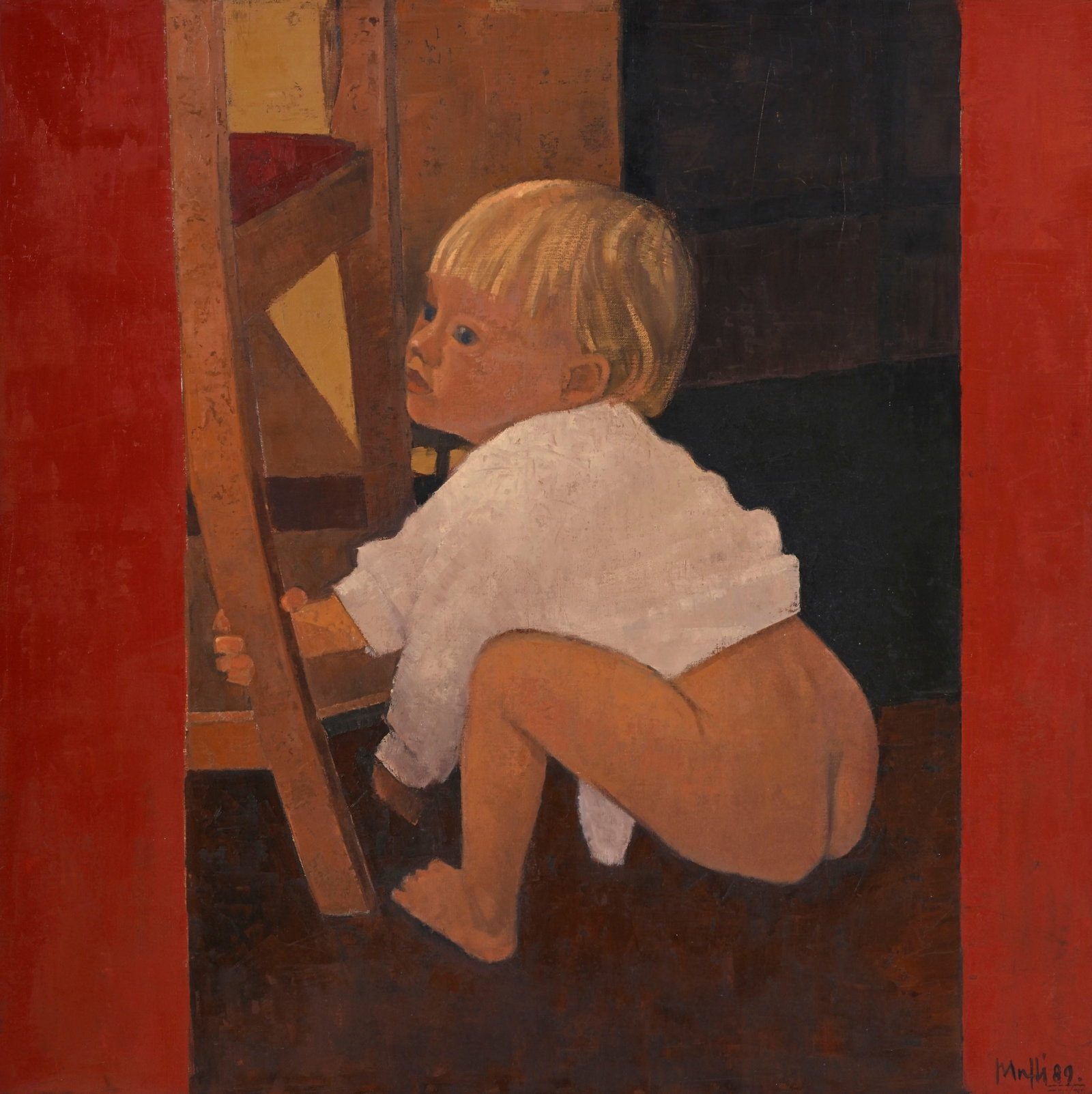 Walter Mafli (1915-2017), Portrait d'enfant, 1989, huile sur toile, signée et datée, 110x1 (1 of 5)