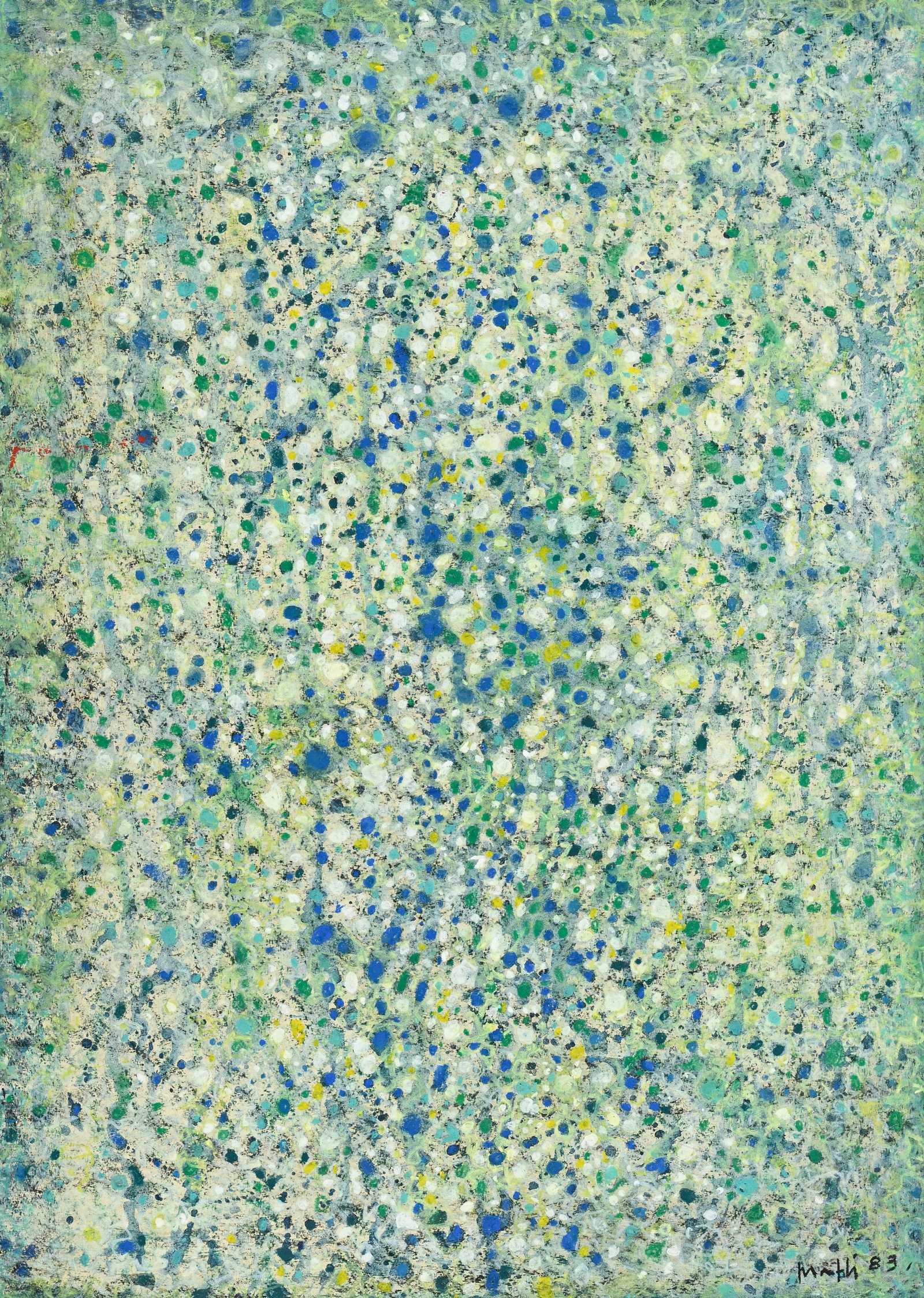 Walter Mafli (1915-2017), Champ de fleurs, 1983, pastel et gouache sur papier, signé et dat: Walter Mafli (1915-2017), Champ de fleurs, 1983, pastel et gouache sur papier, signé et daté, dédicacé au verso, 69x49 cm Provenance: Schuler, Zurich, le 25.03.2022, lot no. 3339