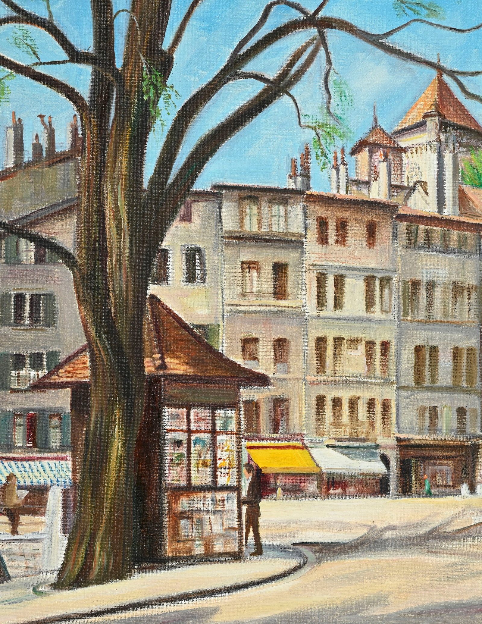 Aimé Moret (1900-1977), "Place du Bourg et la Cathédrale St-Pierre", huile sur toile, sign - 3