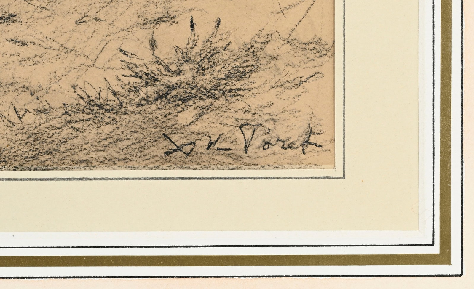 Xavier de Poret (1894-1975), Coq de faisan dans la campagne, pierre noire et aquarelle sur papier, s - 4