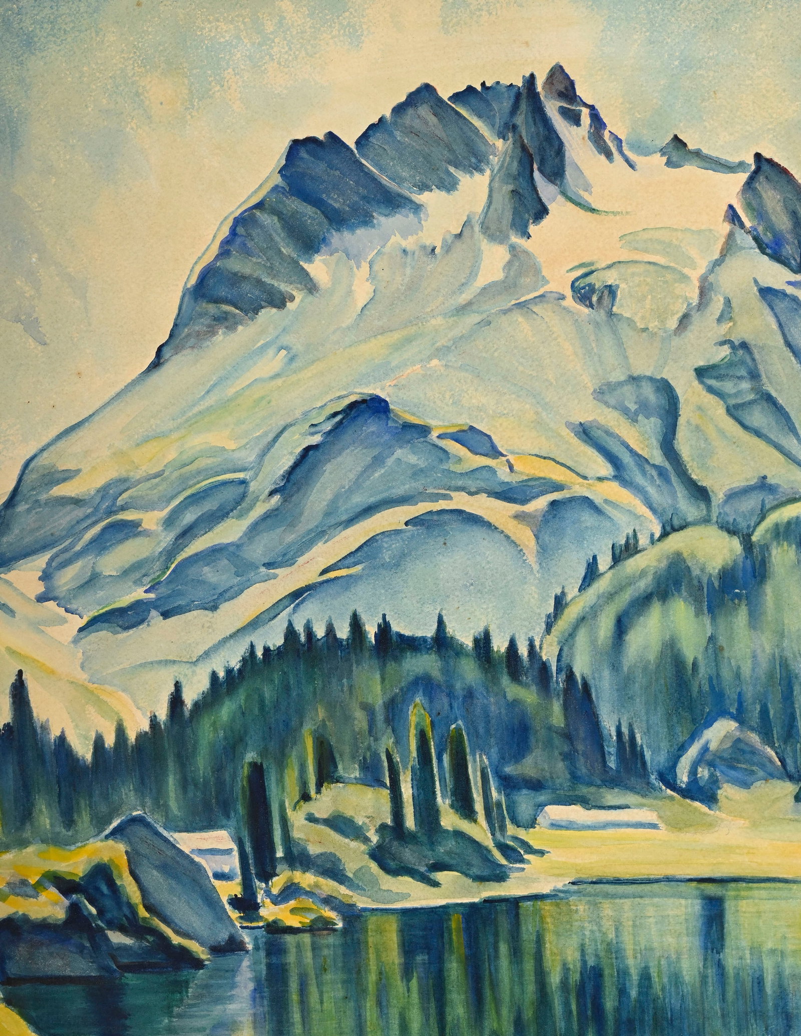 Clara Porges (1879-1963), "Lac de Cavloccio et Pizzi dei Rossi", aquarelle sur papier, signée,  - 3