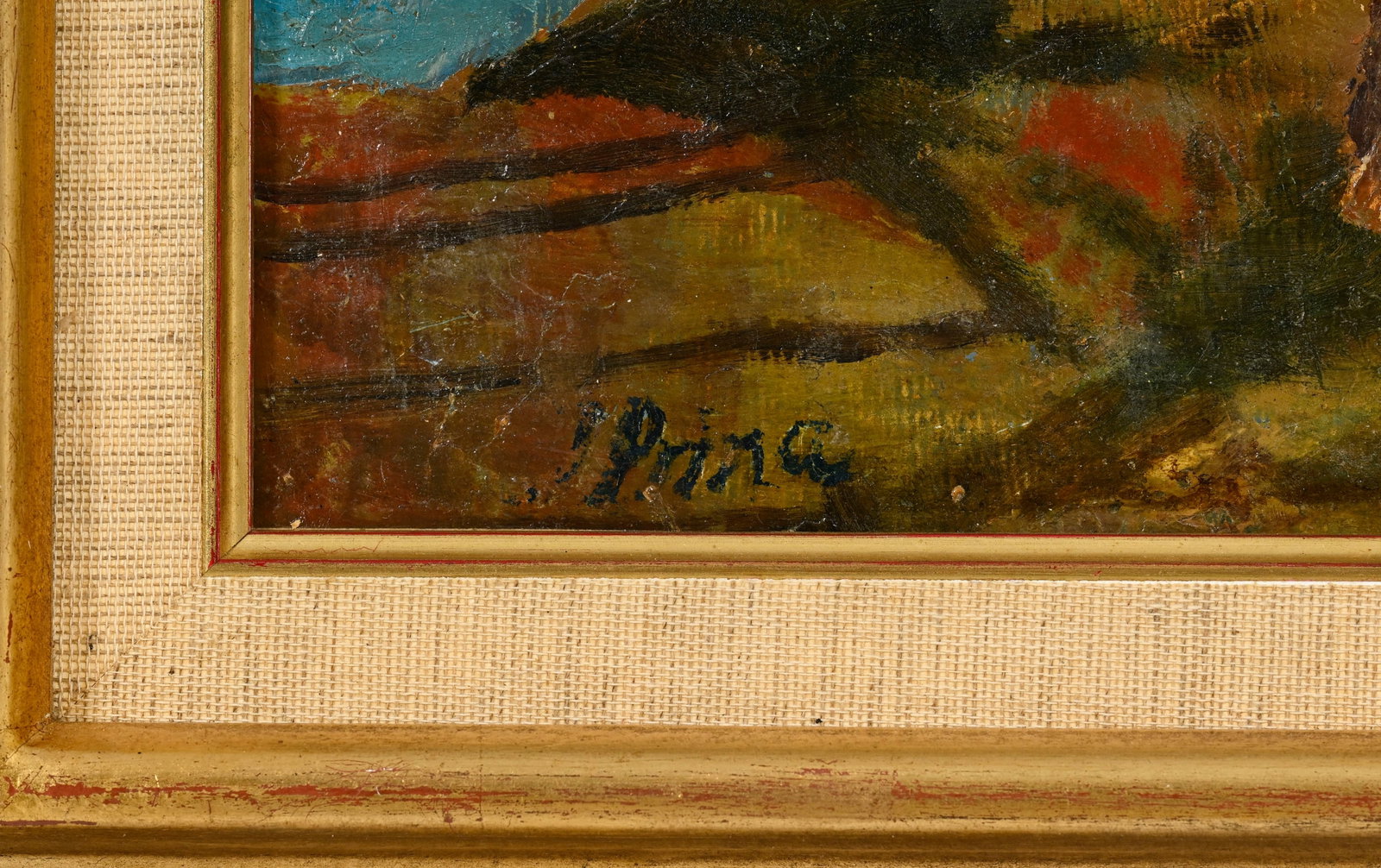 André Julien Prina (1886-1941), Paysage lacustre automnal, huile sur carton, signée, 37x45 - 4