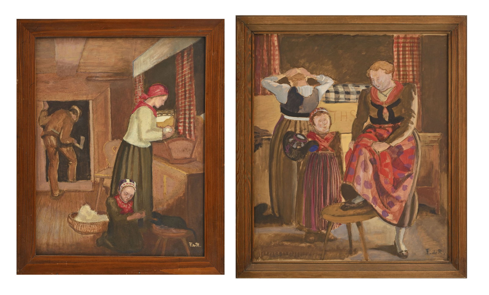 François de Ribaupierre (1886-1981), La jeune famille et Deux femmes et une petite fille s'habi (1 of 13)