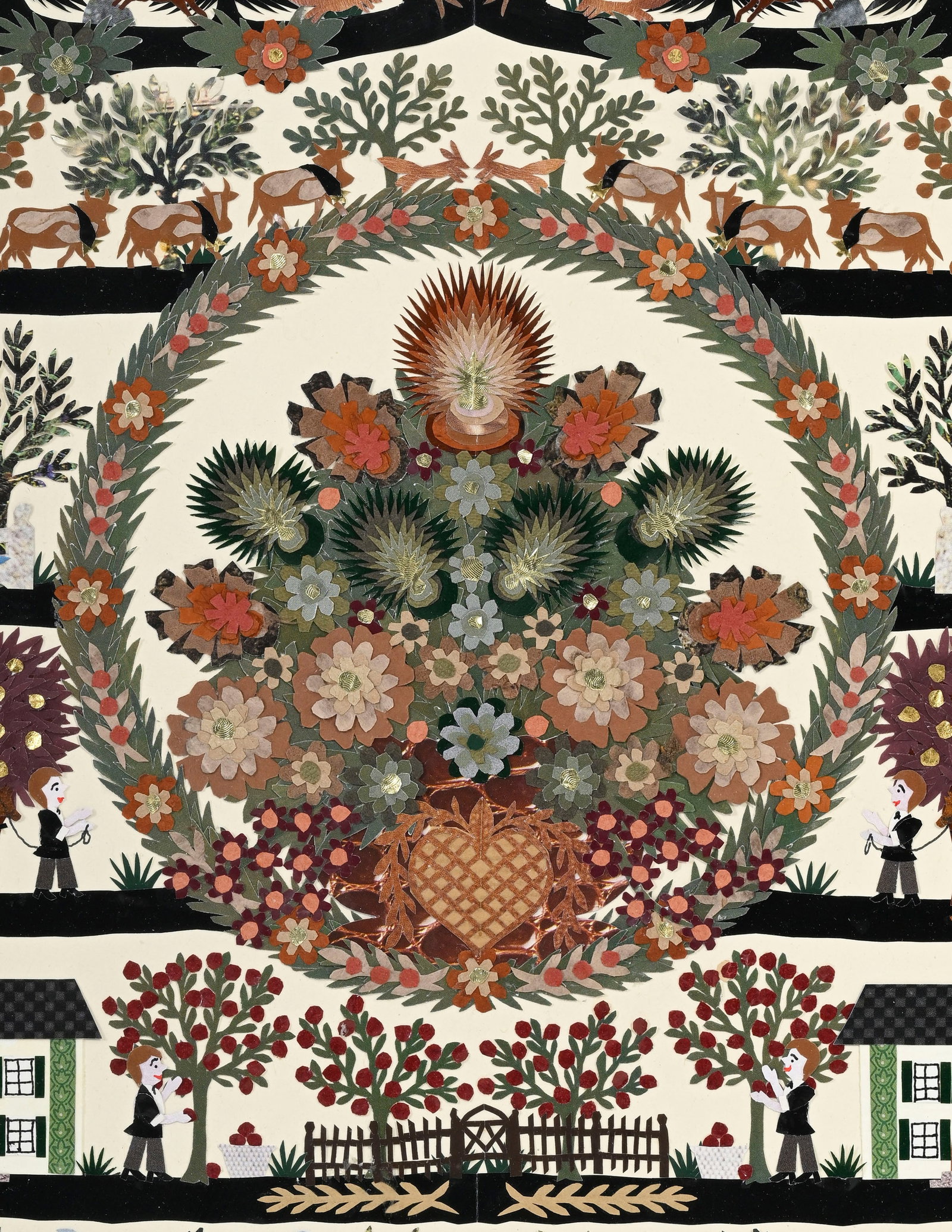 Anne Rosat (1935), Scène d'alpage, 2003, découpage, signé et daté, 45x33,5 cm (& - 3