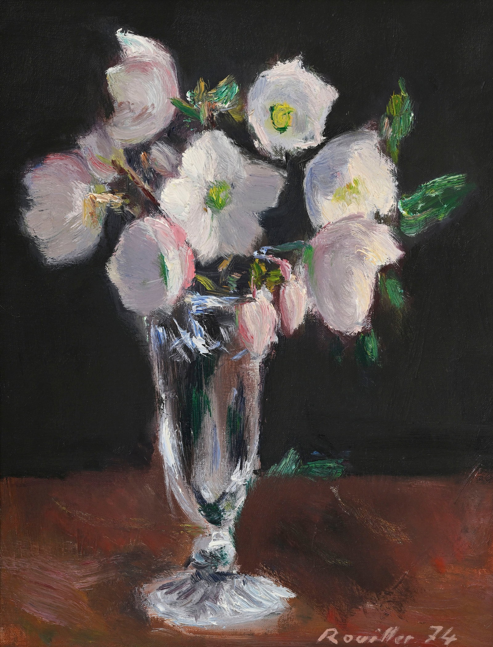 Armand Henri Rouiller (1901-1977), Bouquet de roses de Noël, 1974, huile sur toile, signée (1 of 5)