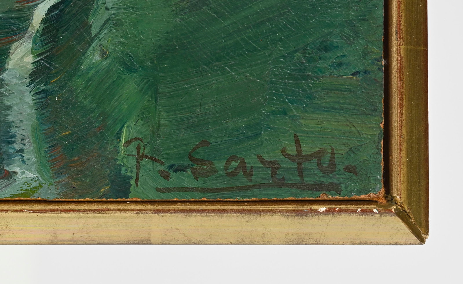 Pietro Sarto (1930), Paysage verdoyant, huile sur isorel, signée, 34,5x47 cm - 4