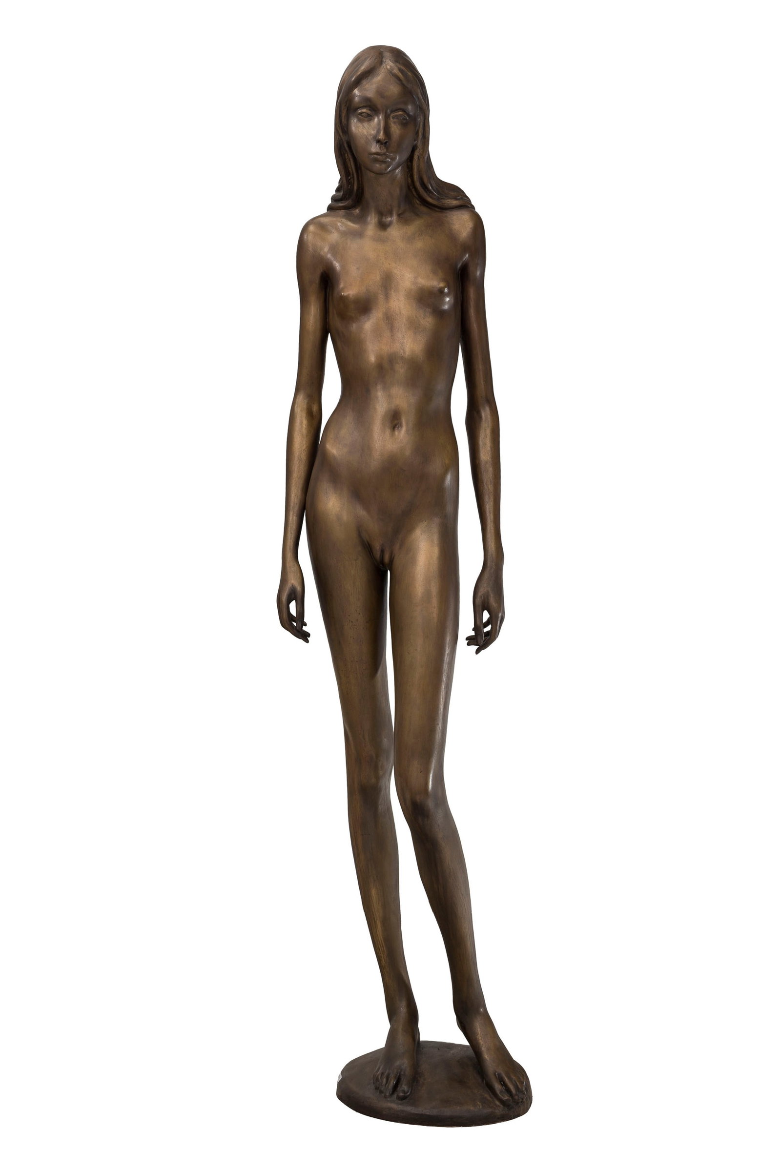 Heinz Schwarz (1920-1994), Femme nue, sculpture en bronze patiné, cachets d'artiste ("Schwarz"): Heinz Schwarz (1920-1994), Femme nue, sculpture en bronze patiné, cachets d'artiste ("Schwarz") et du fondeur Amici, h. 173 cm Provenance: Acquis directement auprès de l'artiste dans les