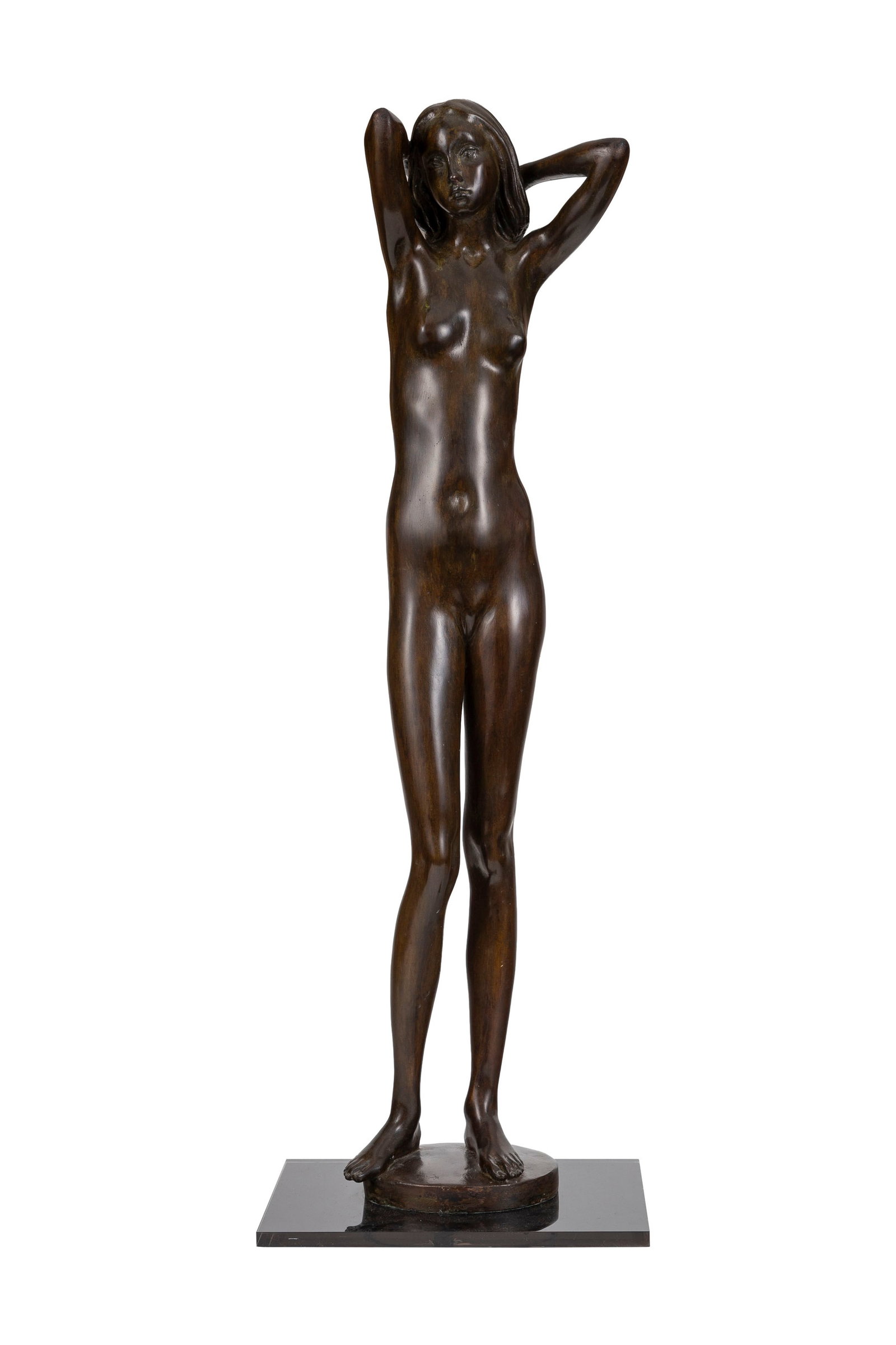 Heinz Schwarz (1920-1994), L'éveil, sculpture en bronze patiné, h. 87 cm Provenance: Acqu: Heinz Schwarz (1920-1994), L'éveil, sculpture en bronze patiné, h. 87 cm Provenance: Acquis directement auprès de l'artiste dans les années 80, puis resté dans la famille jusq