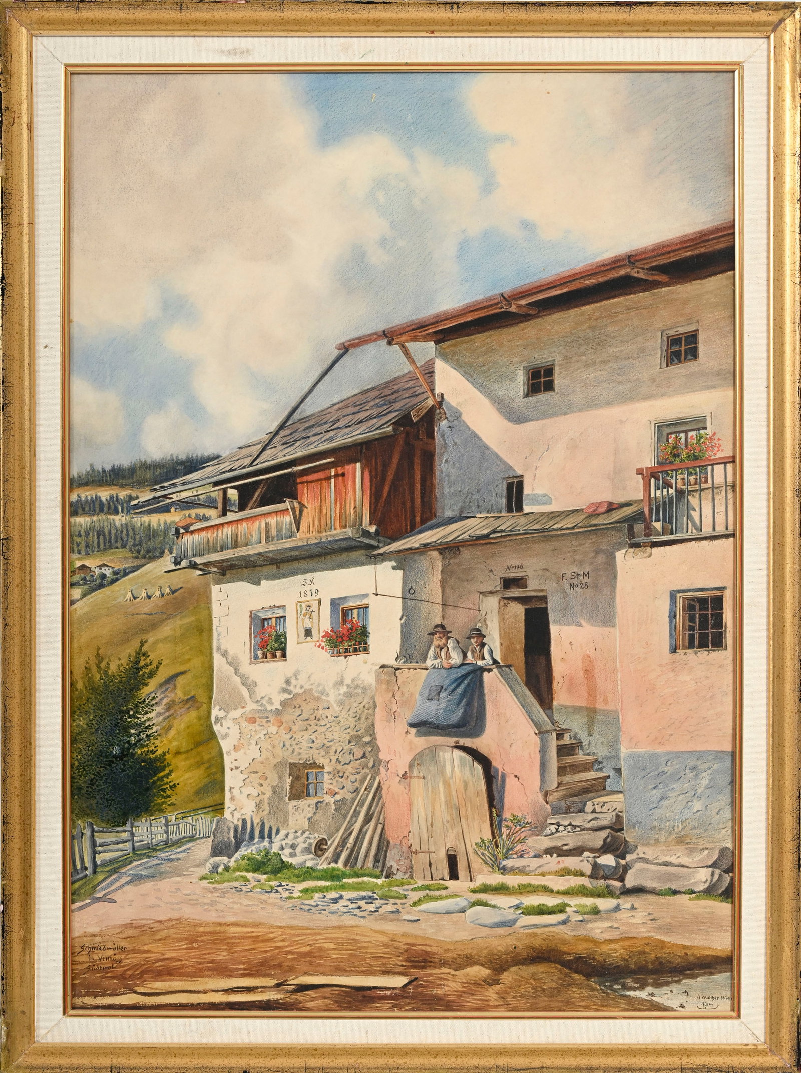 Albert Walther-Wien (XIX-XX), "Schmidmüller", 1904, aquarelle et crayon de couleur sur papier,  - 2