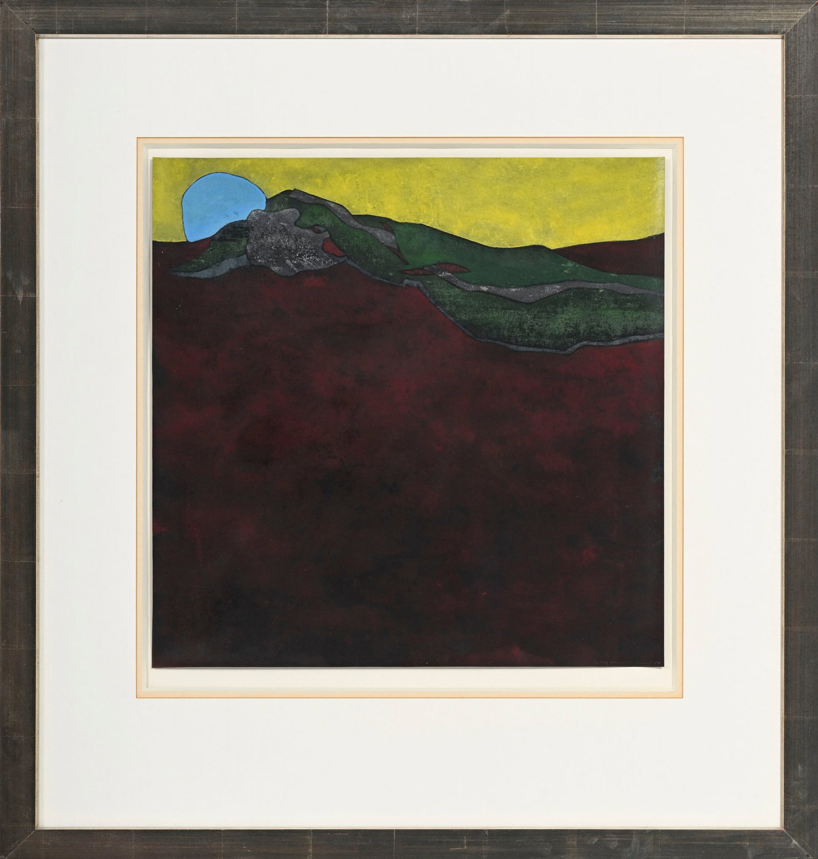 Peter Wullimann (1941-2016), Coucher de soleil, 1984, technique mixte sur papier, signée et dat - 2