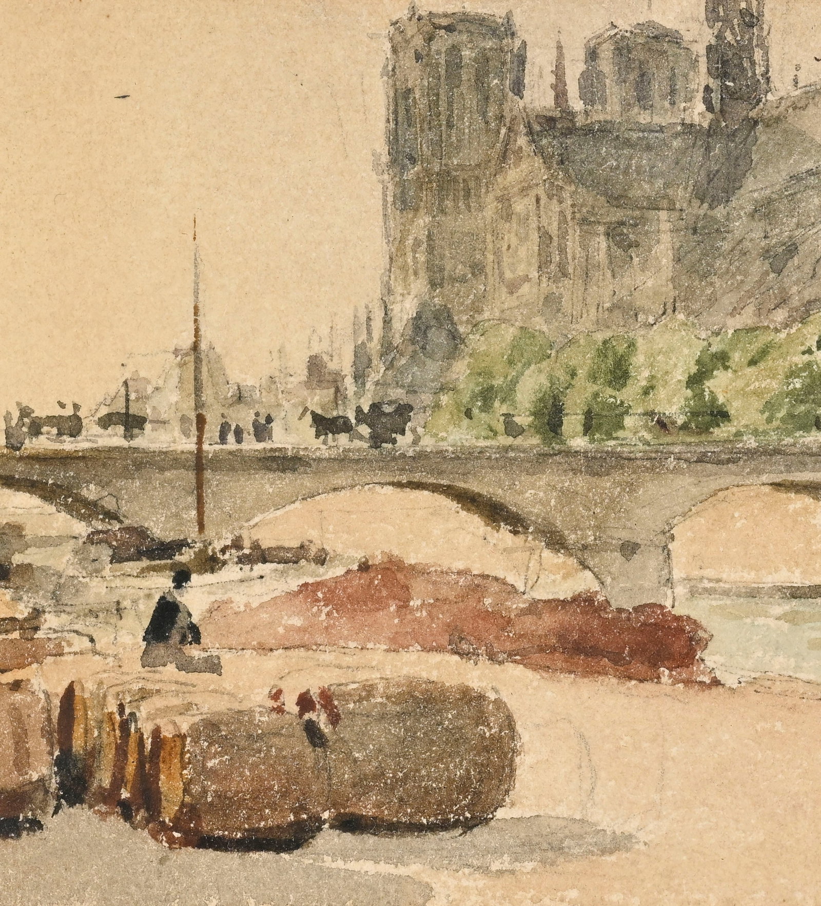 Albert Anker (1831-1910), Paysages et intérieurs, ensemble de 2 aquarelles, 2 mines de plomb et - 11