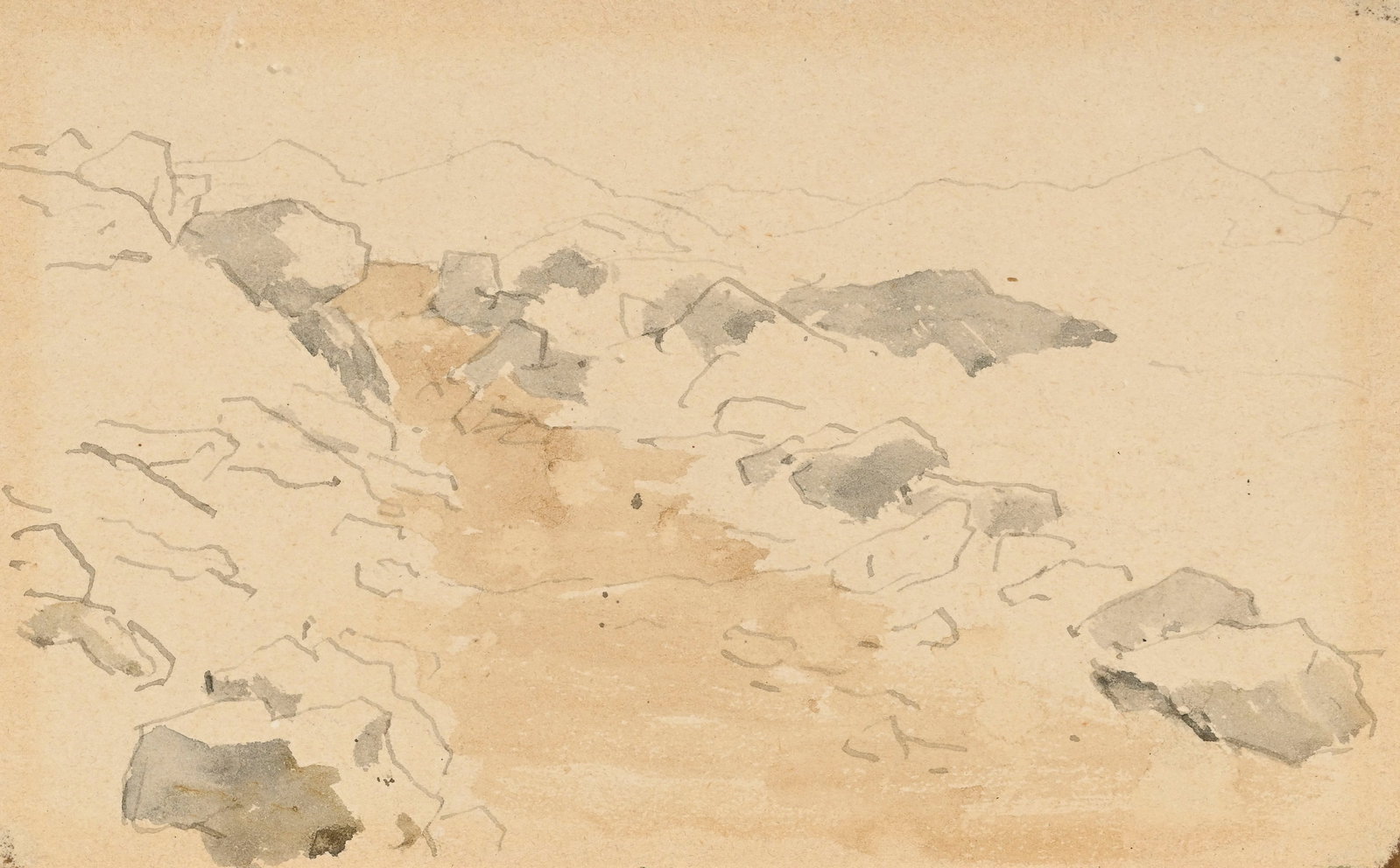 Albert Anker (1831-1910), Paysages et intérieurs, ensemble de 2 aquarelles, 2 mines de plomb et - 5