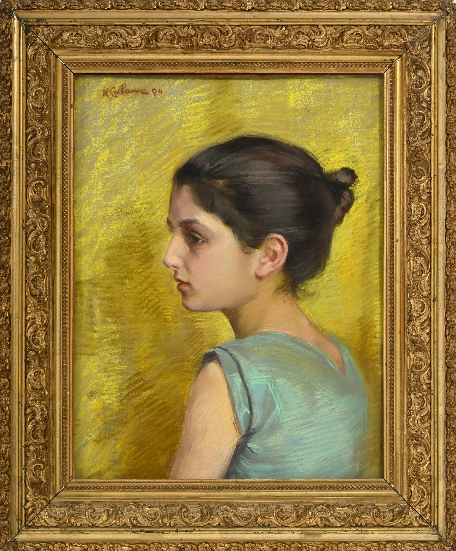 Hélène Calame (1869-1898), Portrait d'une jeune fille, 1894, pastel sur papier, signé - 2