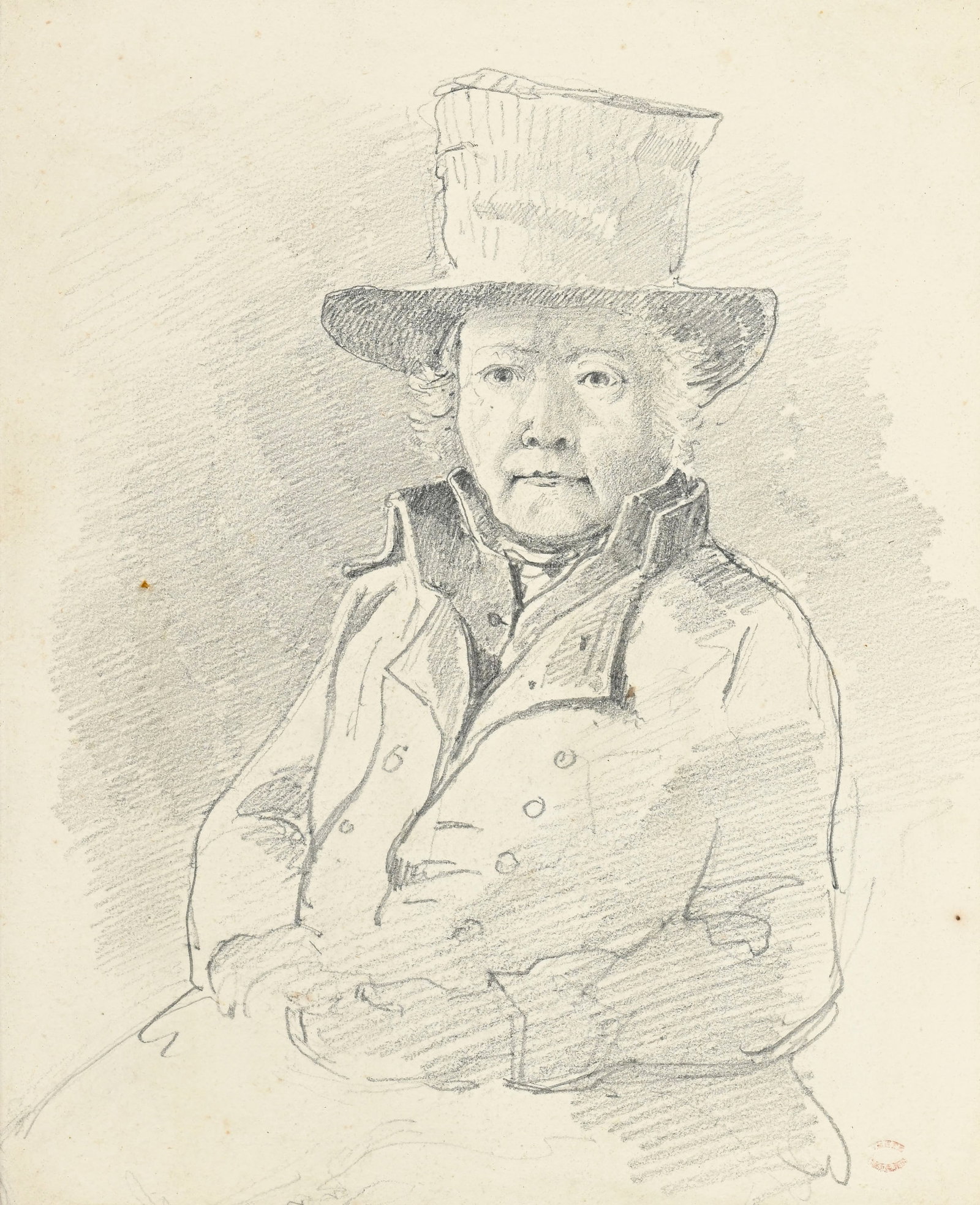 Alexandre Calame (1810-1864), Portrait de Monsieur Müntz-Berger, mine de plomb sur papier, timb (1 of 4)