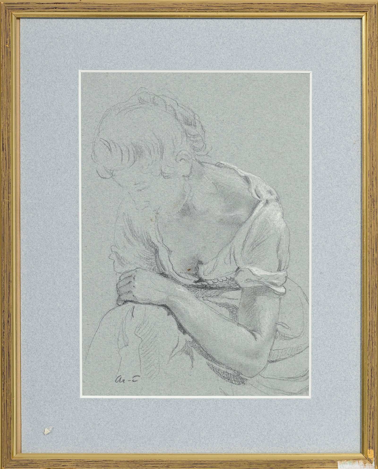Arthur Calame (1843-1919), Femmes, ensemble de 5 œuvres sur papier (pierre noire, crayon de gra - 6