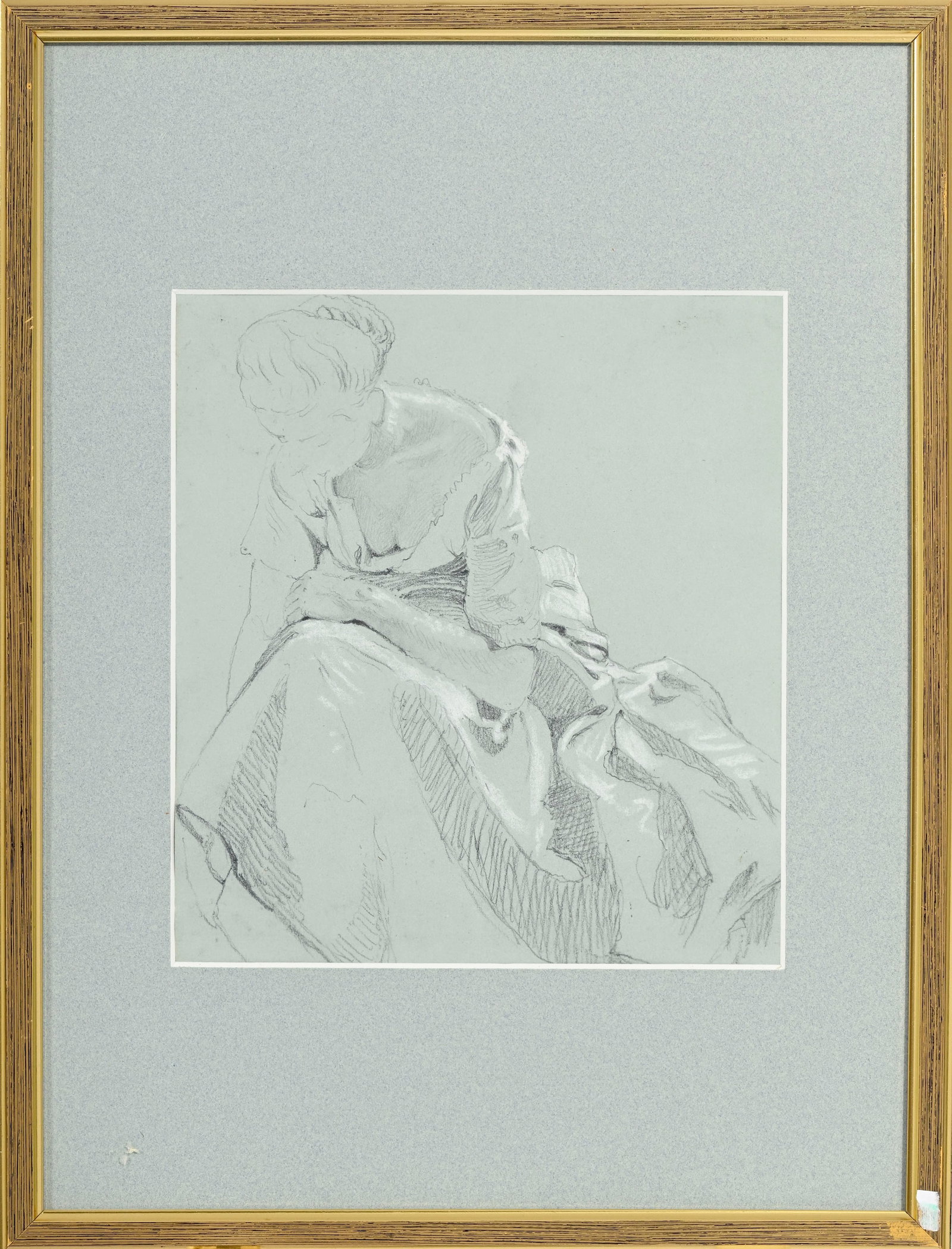 Arthur Calame (1843-1919), Femmes, ensemble de 5 œuvres sur papier (pierre noire, crayon de gra - 7