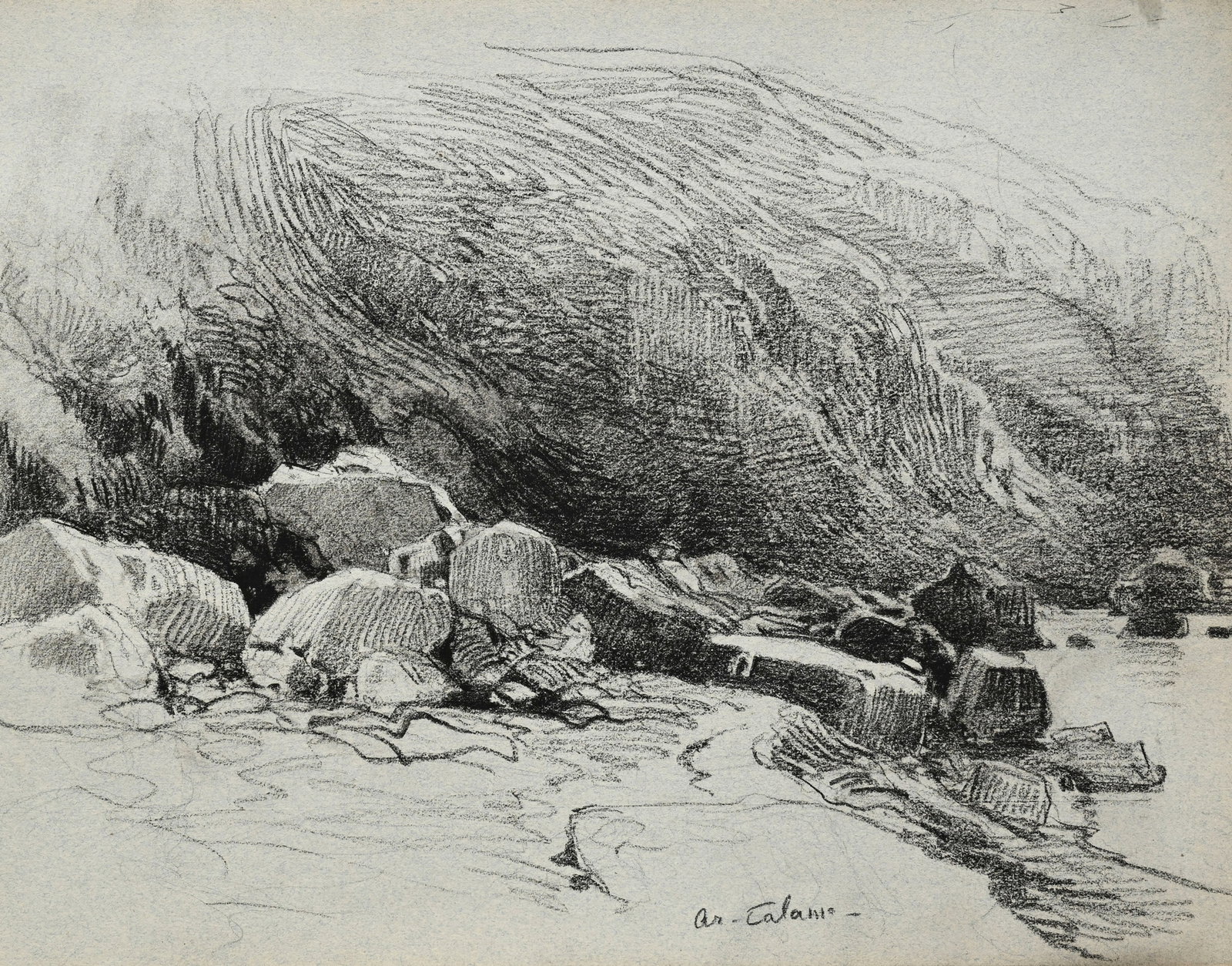 Arthur Calame (1843-1919), Etudes et croquis, ensemble de 3 carnets comprenant 82 fusains ou pierre  - 3