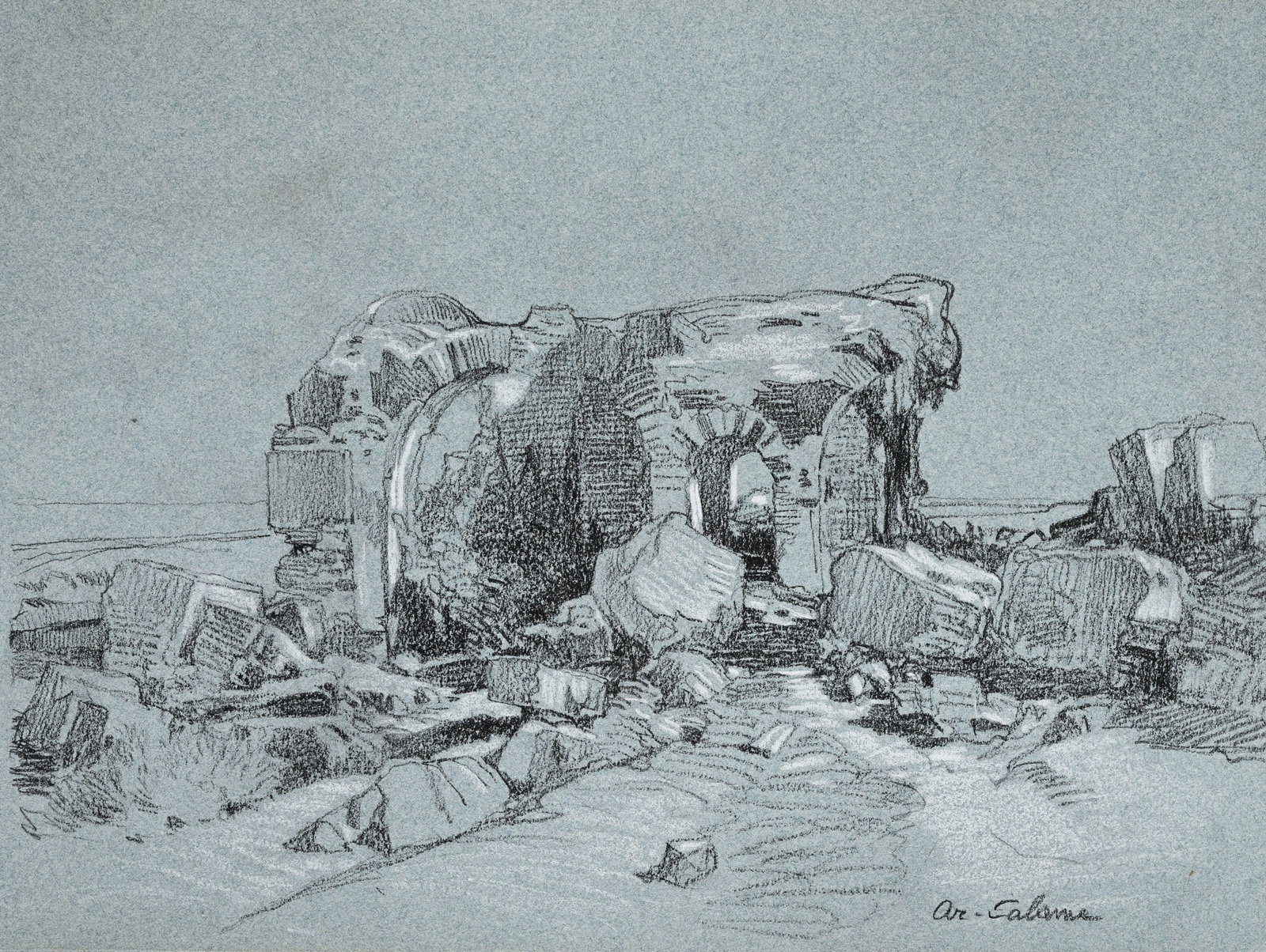Arthur Calame (1843-1919), Etudes et croquis, ensemble de 3 carnets comprenant 82 fusains ou pierre  - 6