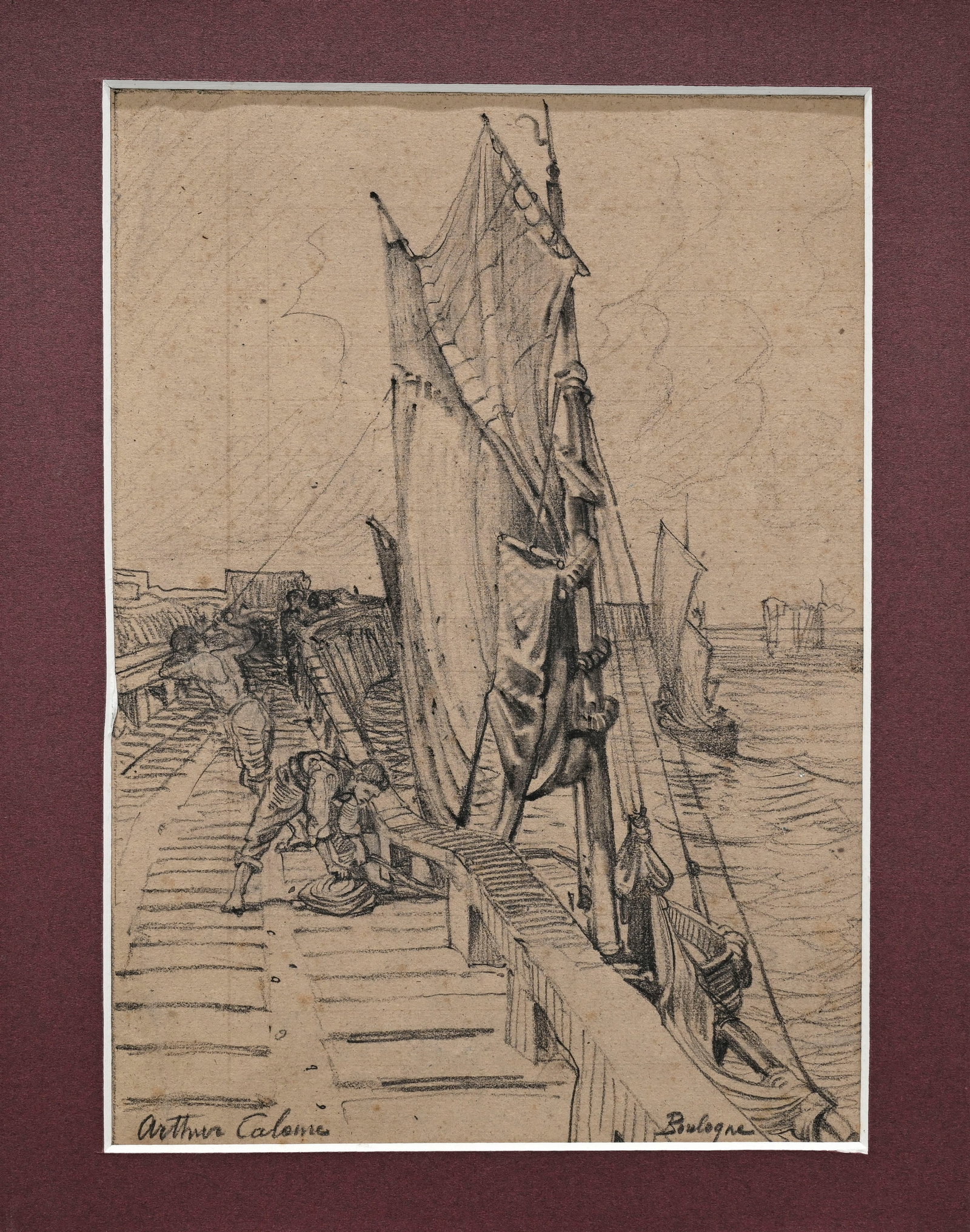 Arthur Calame (1843-1919), Etudes et croquis, ensemble de 3 carnets comprenant 82 fusains ou pierre  - 7