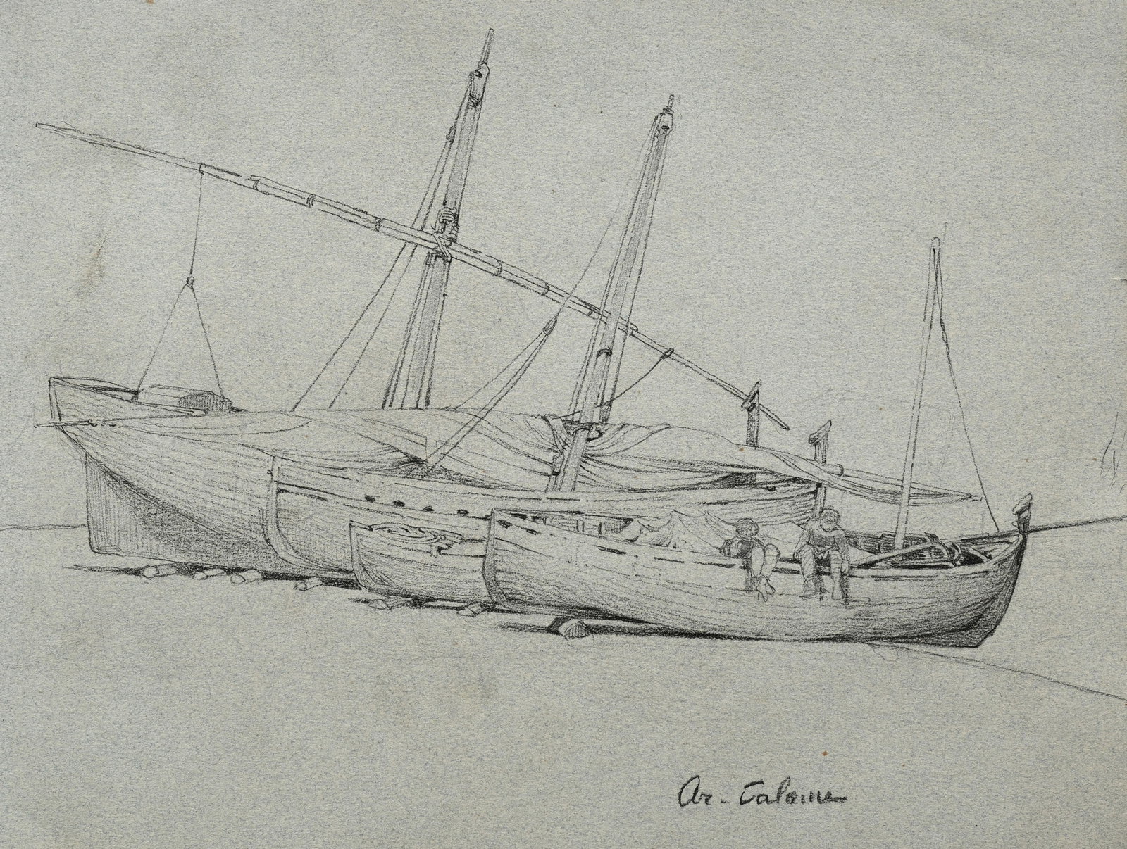Arthur Calame (1843-1919), Etudes et croquis, ensemble de 3 carnets comprenant 82 fusains ou pierre  - 8