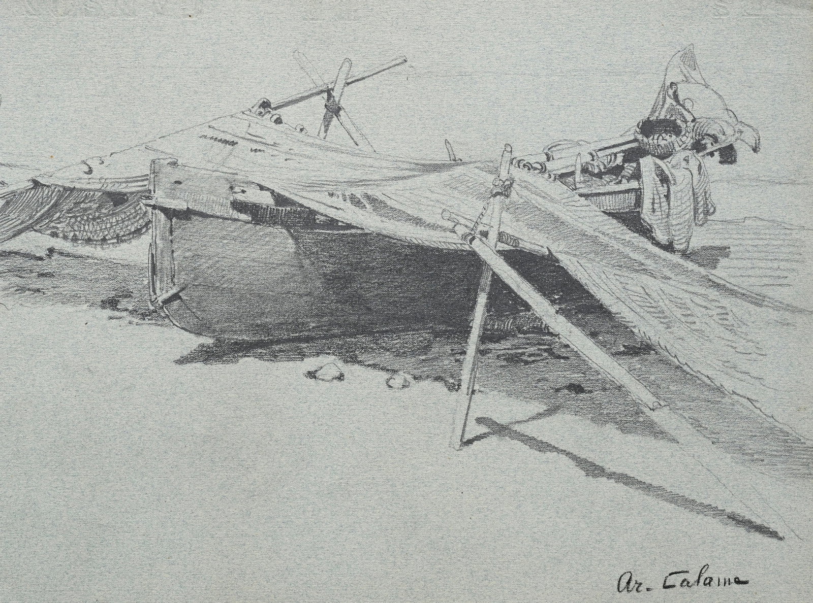 Arthur Calame (1843-1919), Etudes et croquis, ensemble de 3 carnets comprenant 82 fusains ou pierre  - 9