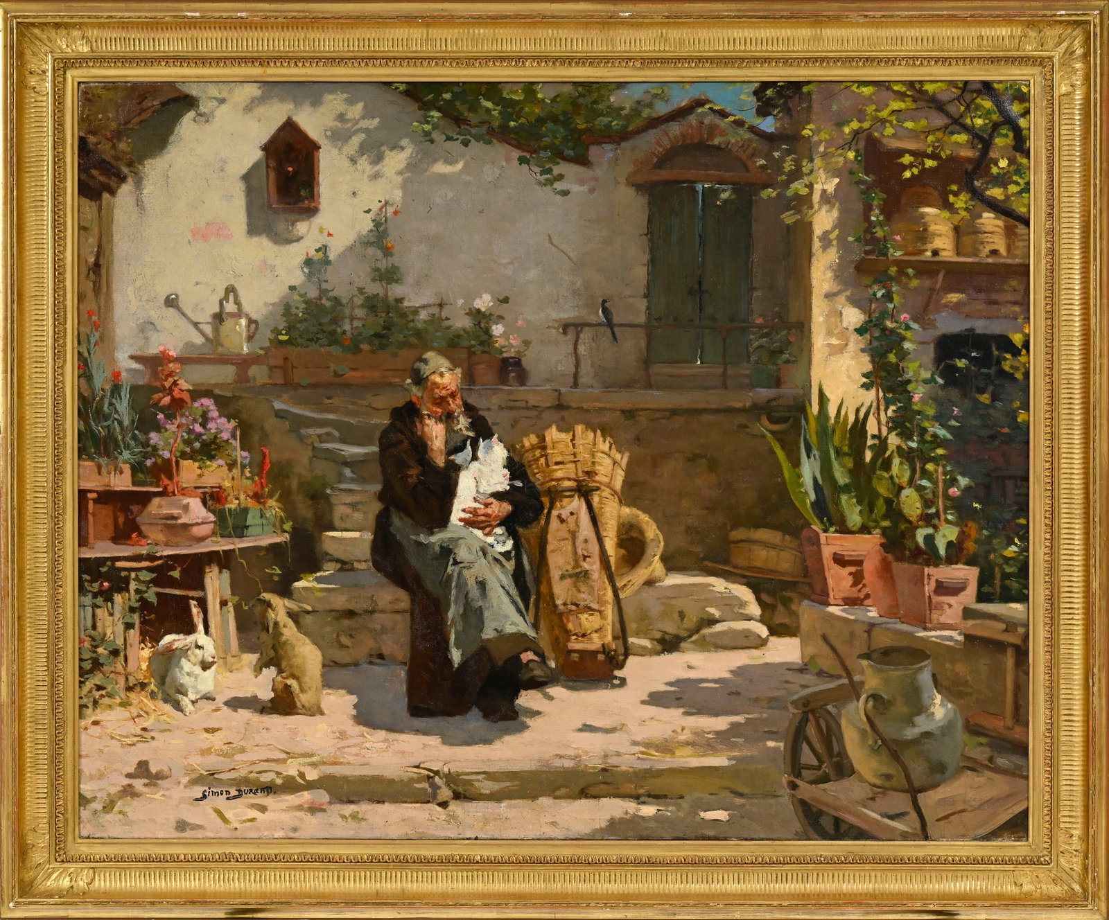 Simon Durand (1838-1896), Moine Capucin dans son jardin, huile sur toile, signée, 95x119 cm Pr - 2